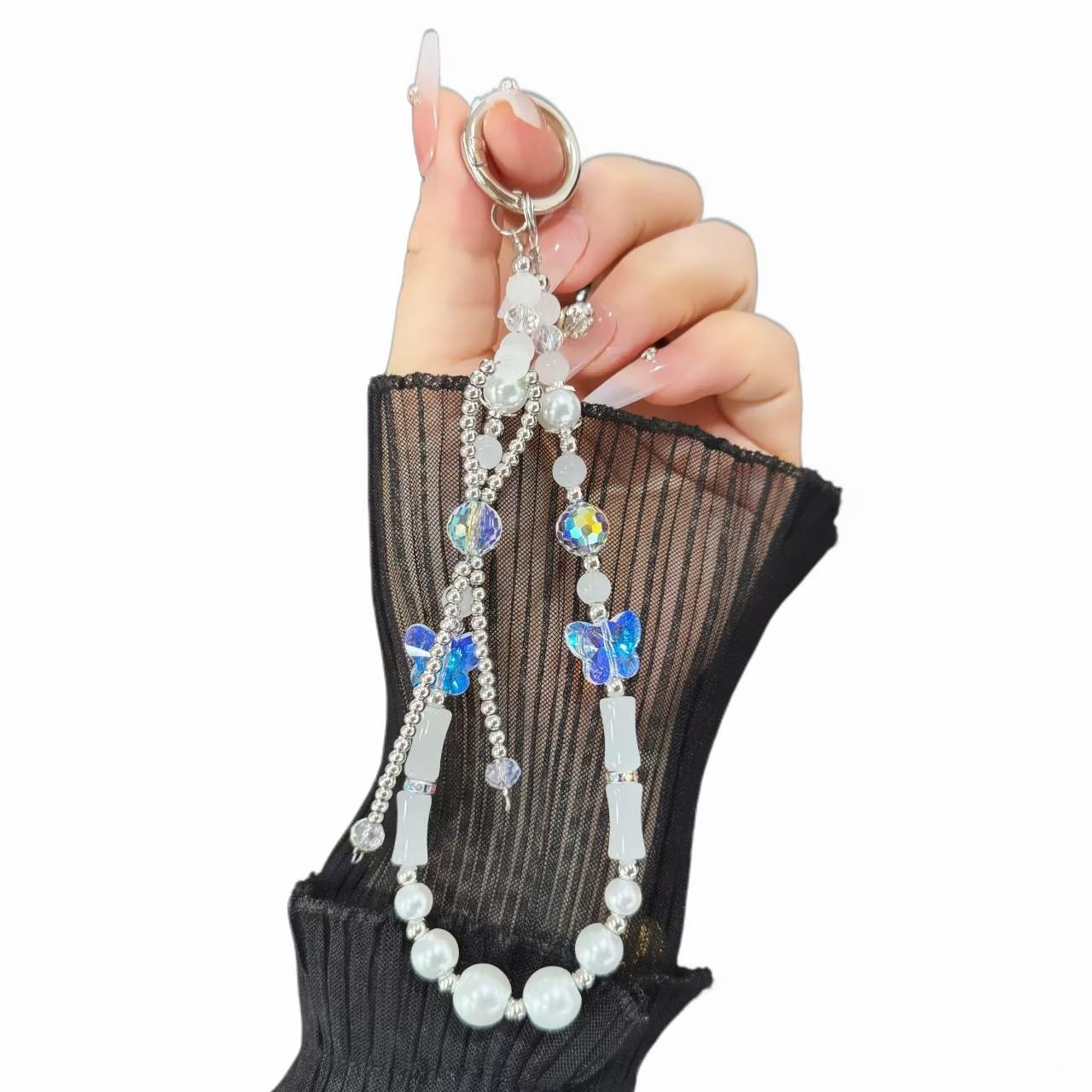 Slub Alloy Bow Mobile Phone String Chain(White) - Shopkiz.com