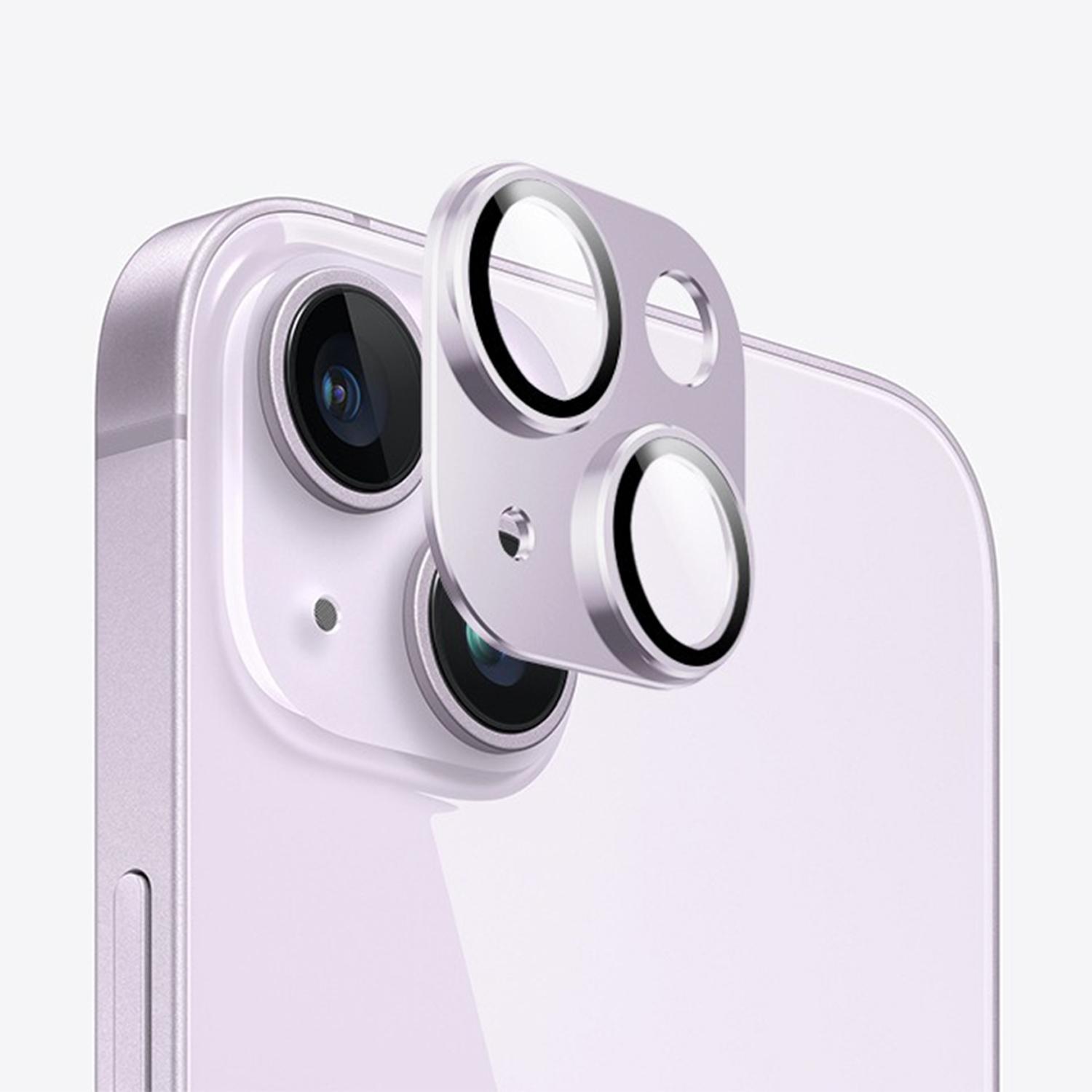 For iPhone 14 Plus Kalebol Armor Full-Coverage Metal Lens Ring Protector Film(Purple) - Shopkiz.com