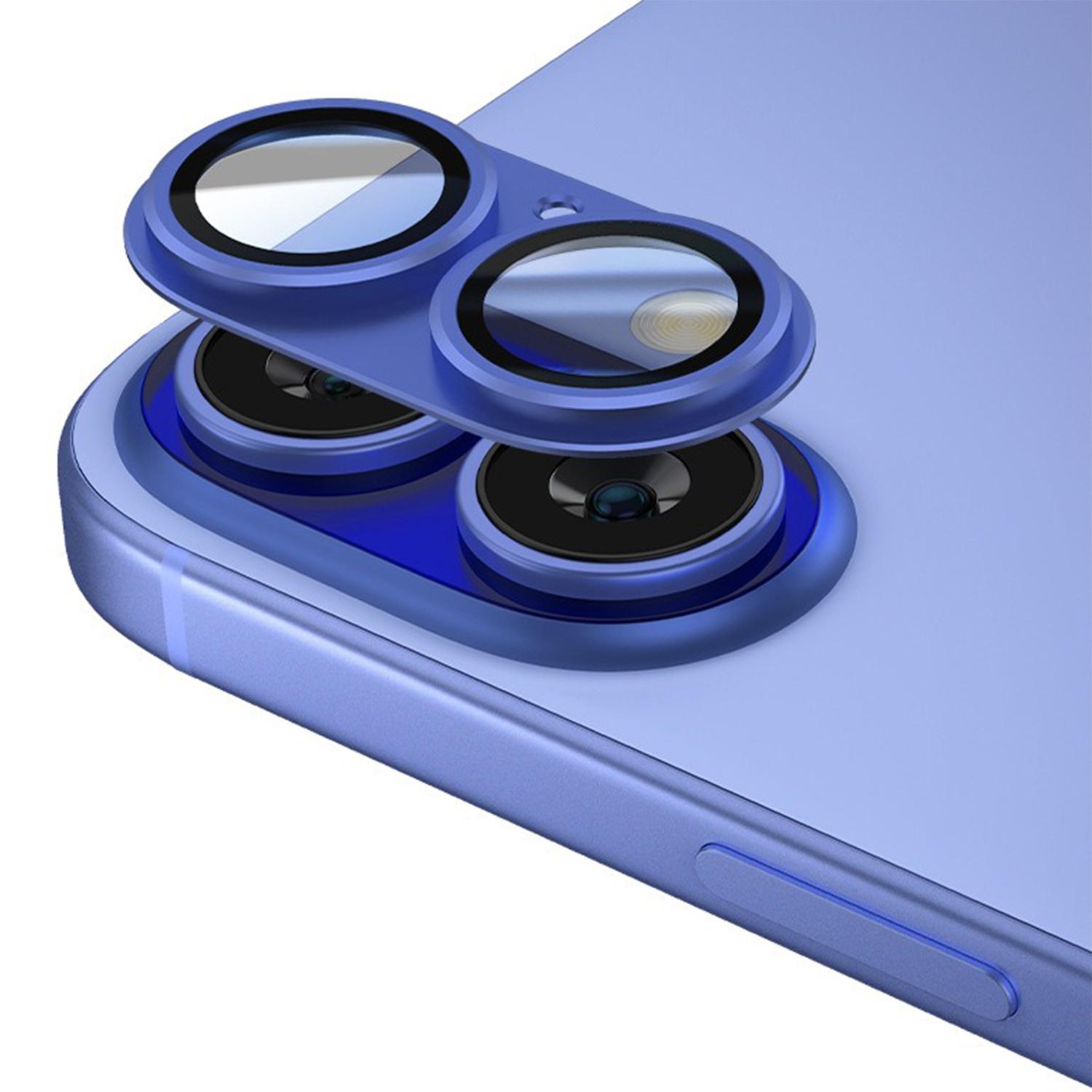 For iPhone 16 Plus Kalebol Armor Full-Coverage Metal Lens Ring Protector Film(Ultramarine) - Shopkiz.com