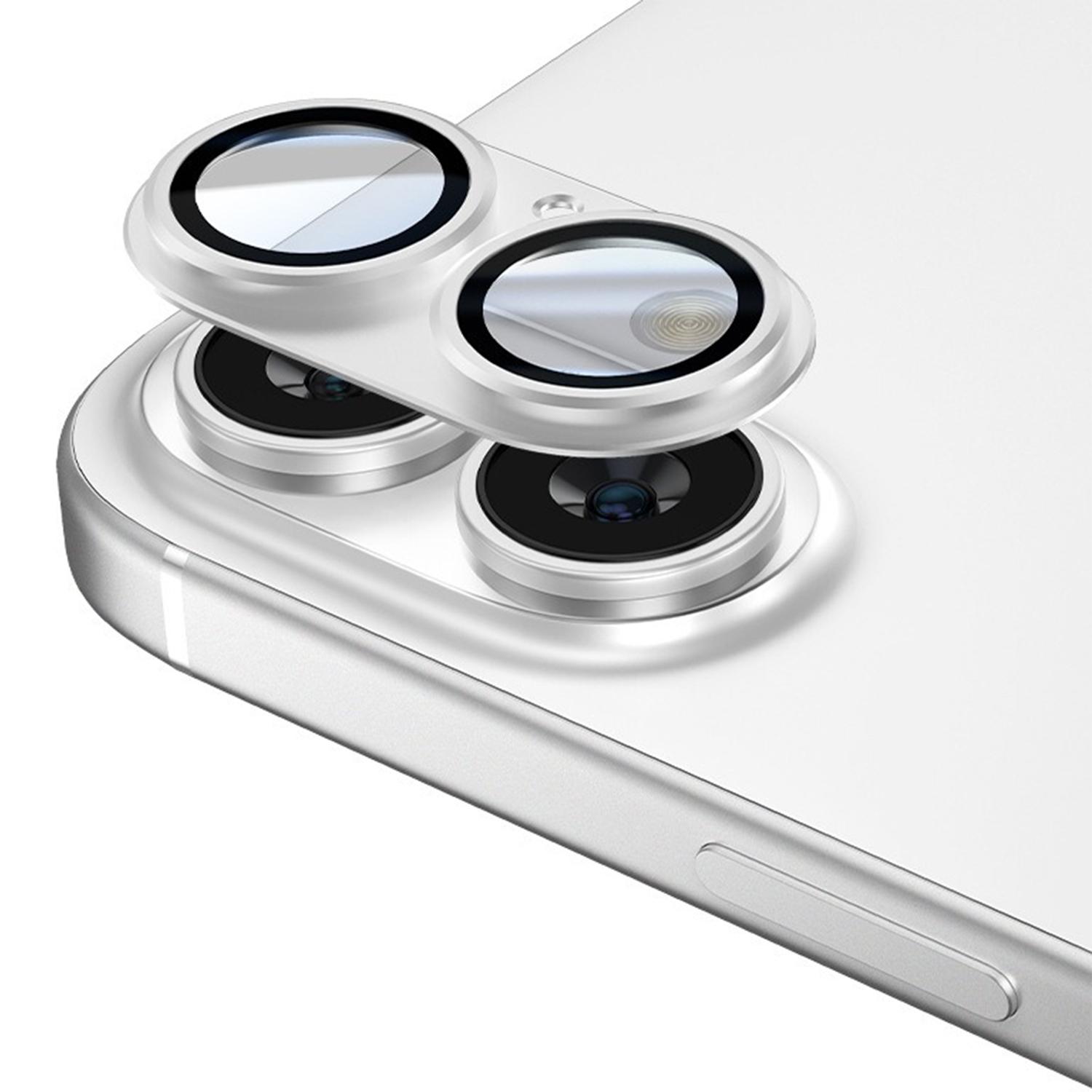 For iPhone 16 Kalebol Armor Full-Coverage Metal Lens Ring Protector Film(Silver) - Shopkiz.com