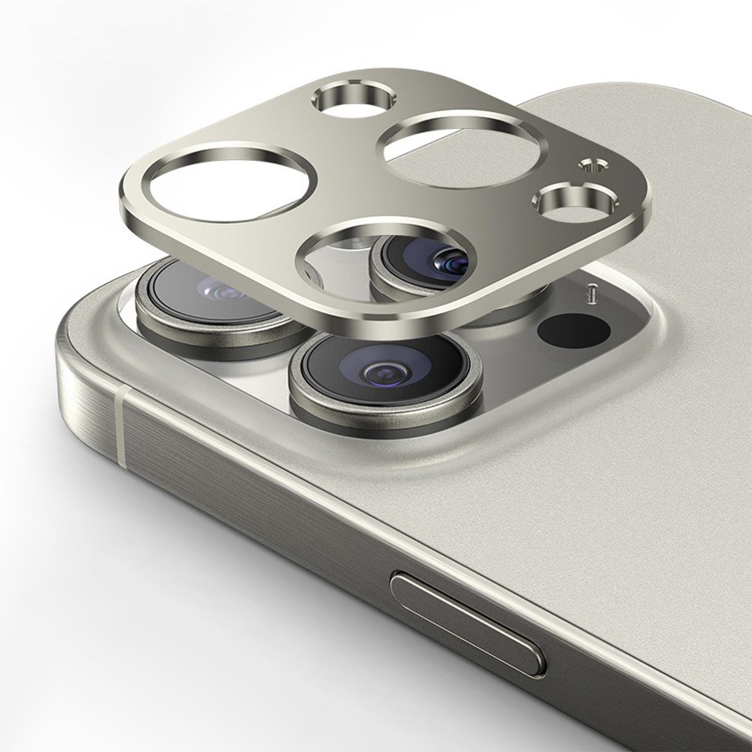 For iPhone 15 Pro Max Kalebol Metal Hollow Lens Protection Ring(Titanium Gold) - Shopkiz.com