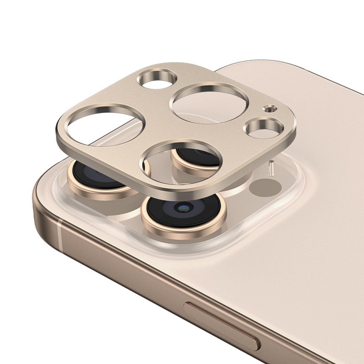 For iPhone 16 Pro Max Kalebol Metal Hollow Lens Protection Ring(Desert) - Shopkiz.com