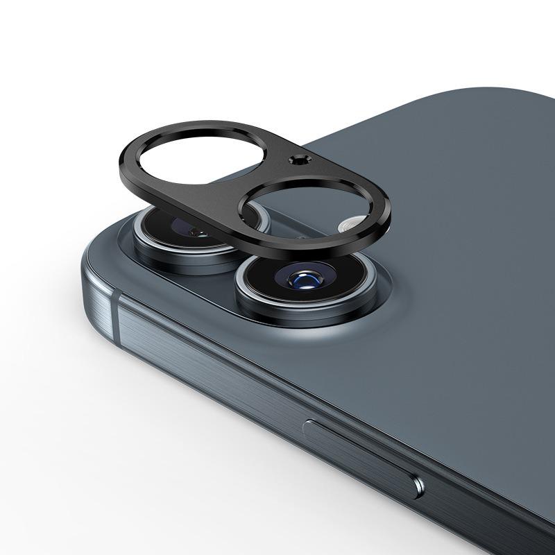 For iPhone 16 Plus Kalebol Metal Hollow Lens Protection Ring(Black) - Shopkiz.com