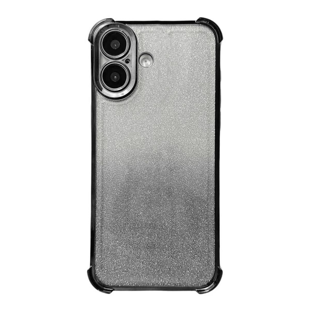 For iPhone 16 Plus Electrpolated Glitter Four-corner Shockproof Space TPU Phone Case(Gradient Black) - Shopkiz.com