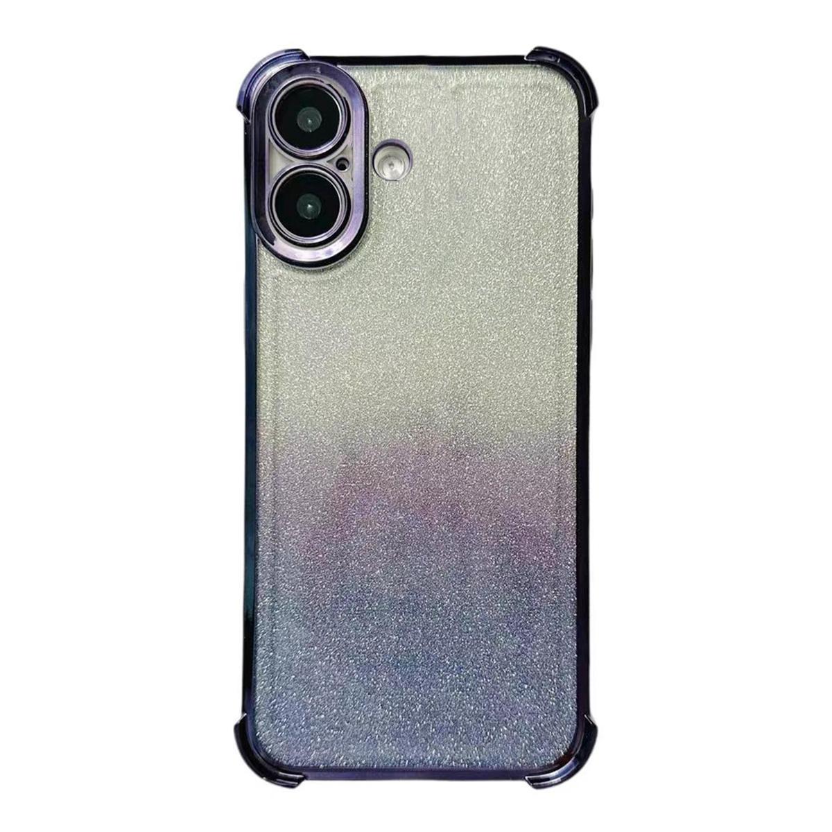For iPhone 16 Electrpolated Glitter Four-corner Shockproof Space TPU Phone Case(Gradient Purple) - Shopkiz.com