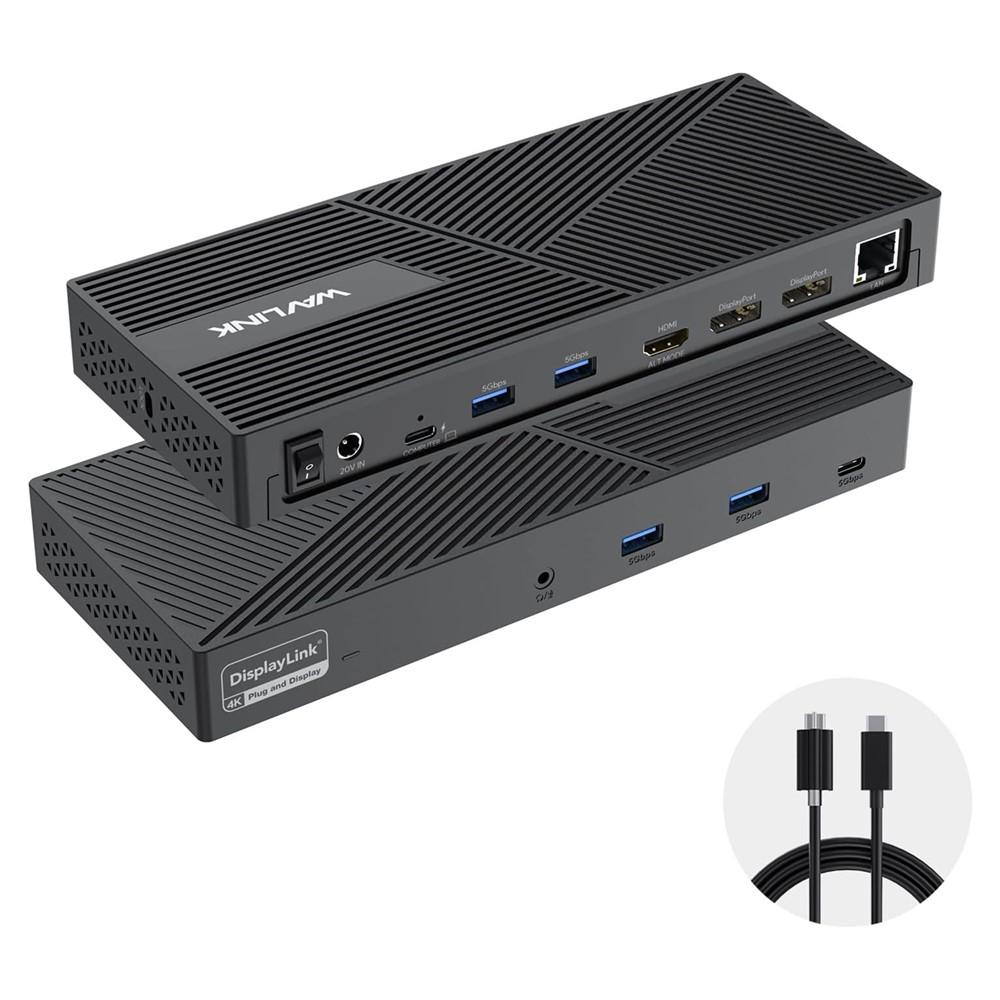 WAVLINK UG69PD24 12-in-1 PD 100W Charging Displaylink Docking Station For Thunderbolt 4 / 3(UK Plug) - Shopkiz.com