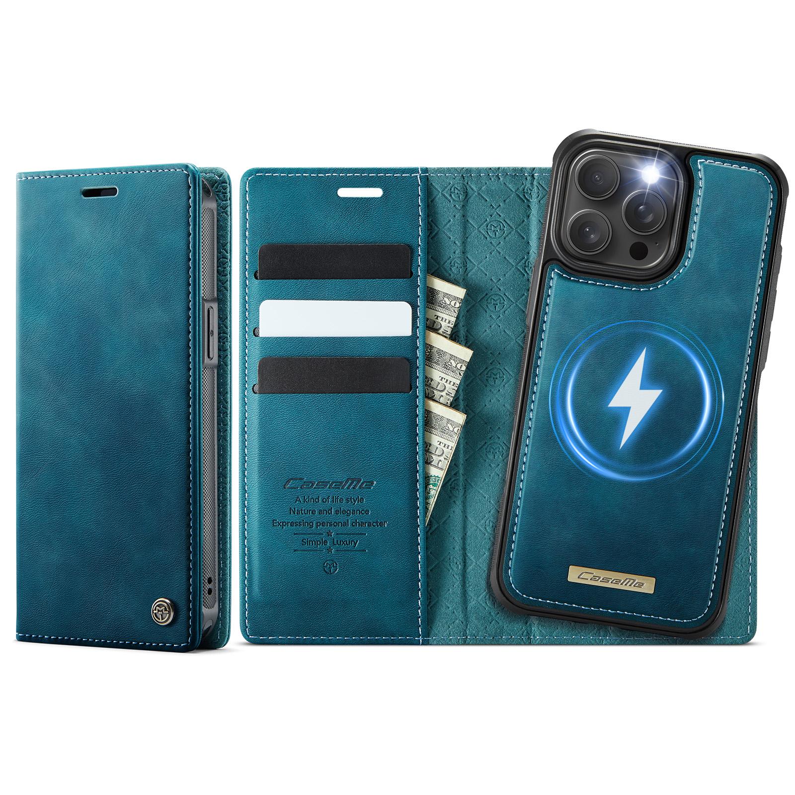 For iPhone 14 Pro Max CaseMe C49 MagSafe RFID Blocking Detachable Wallet Leather Phone Case(Green) - Shopkiz.com