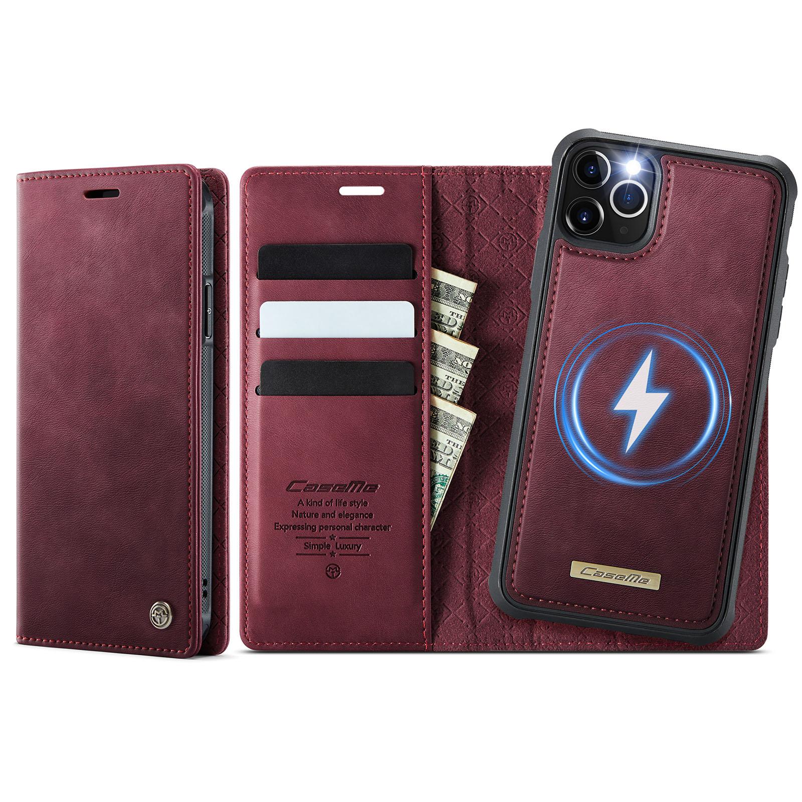 For iPhone 11 Pro CaseMe C49 MagSafe RFID Blocking Detachable Wallet Leather Phone Case(Red) - Shopkiz.com