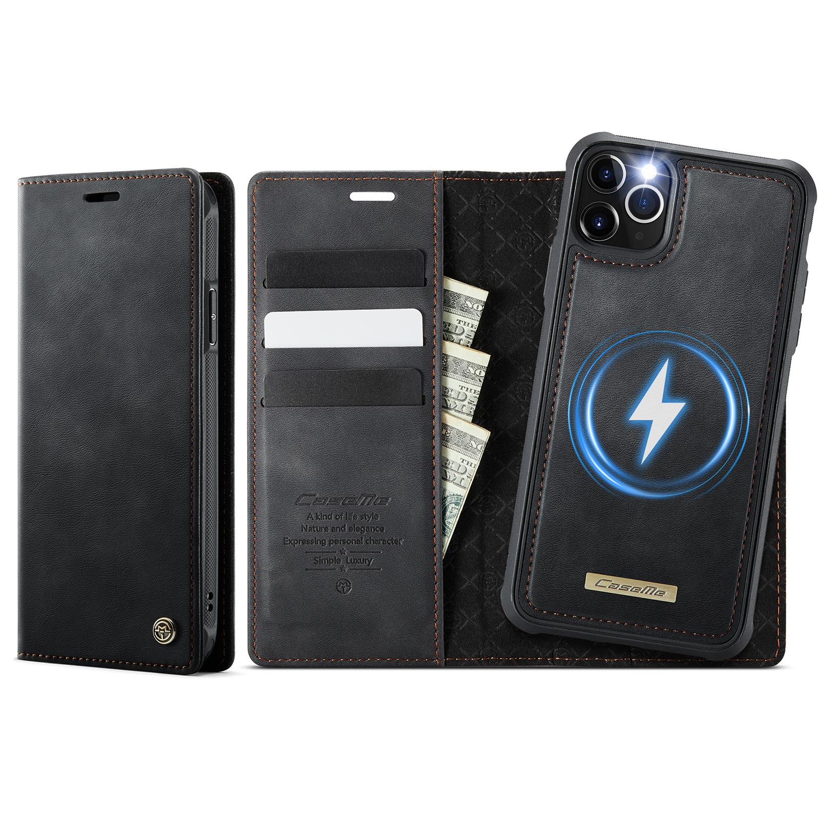 For iPhone 11 Pro CaseMe C49 MagSafe RFID Blocking Detachable Wallet Leather Phone Case(Black) - Shopkiz.com