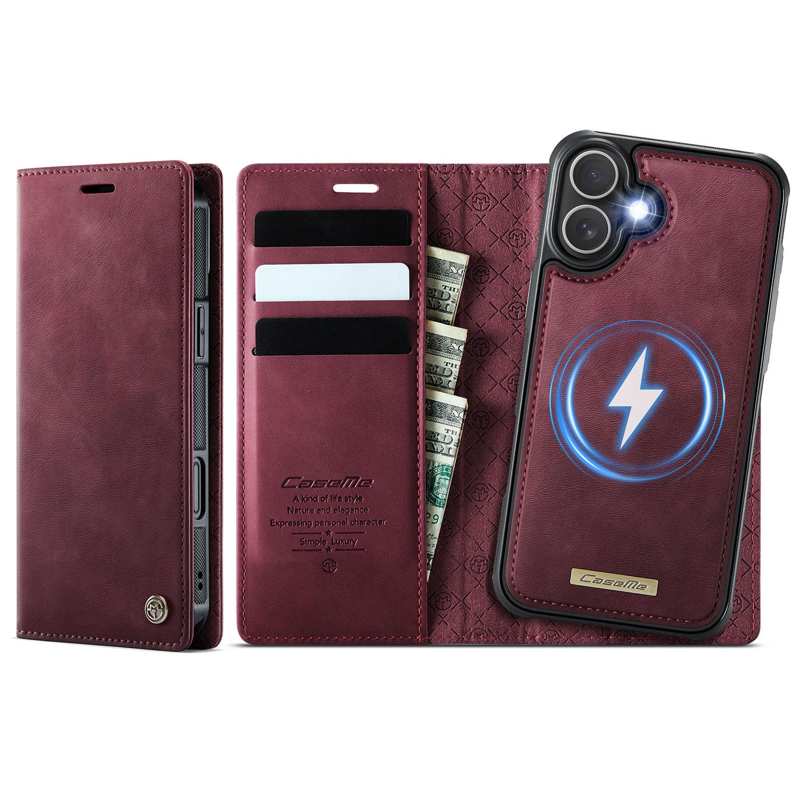 For iPhone 17 CaseMe C49 MagSafe RFID Blocking Detachable Wallet Leather Phone Case(Red) - Shopkiz.com