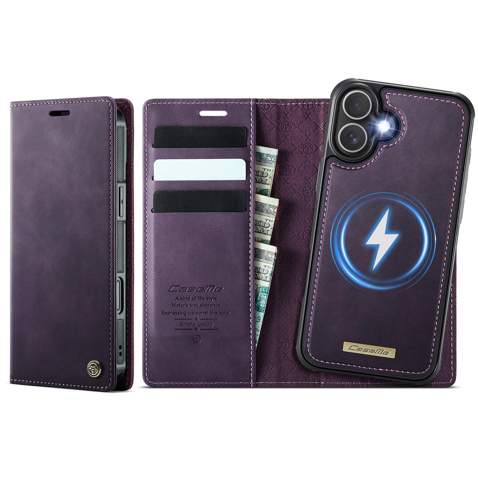 For iPhone 17 CaseMe C49 MagSafe RFID Blocking Detachable Wallet Leather Phone Case(Purple) - Shopkiz.com
