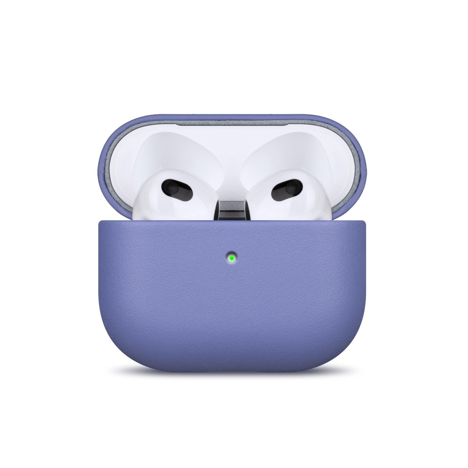 For AirPods Pro 2 Full-grain Genuine Leather Earbuds Protective Case(Wisteria) - Shopkiz.com