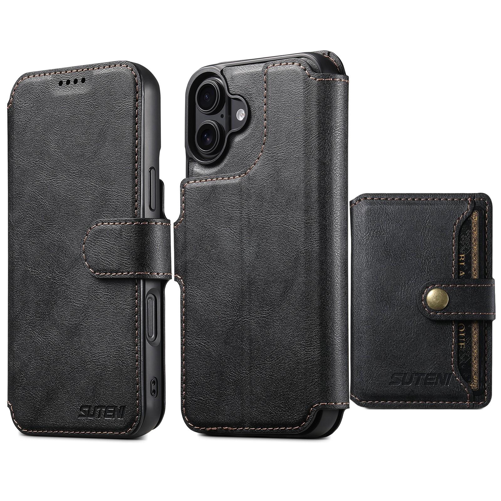 For iPhone 18 Suteni Q05S1 3-in-1 Detachable Wallet MagSafe Leather Phone Case(Black) - Shopkiz.com