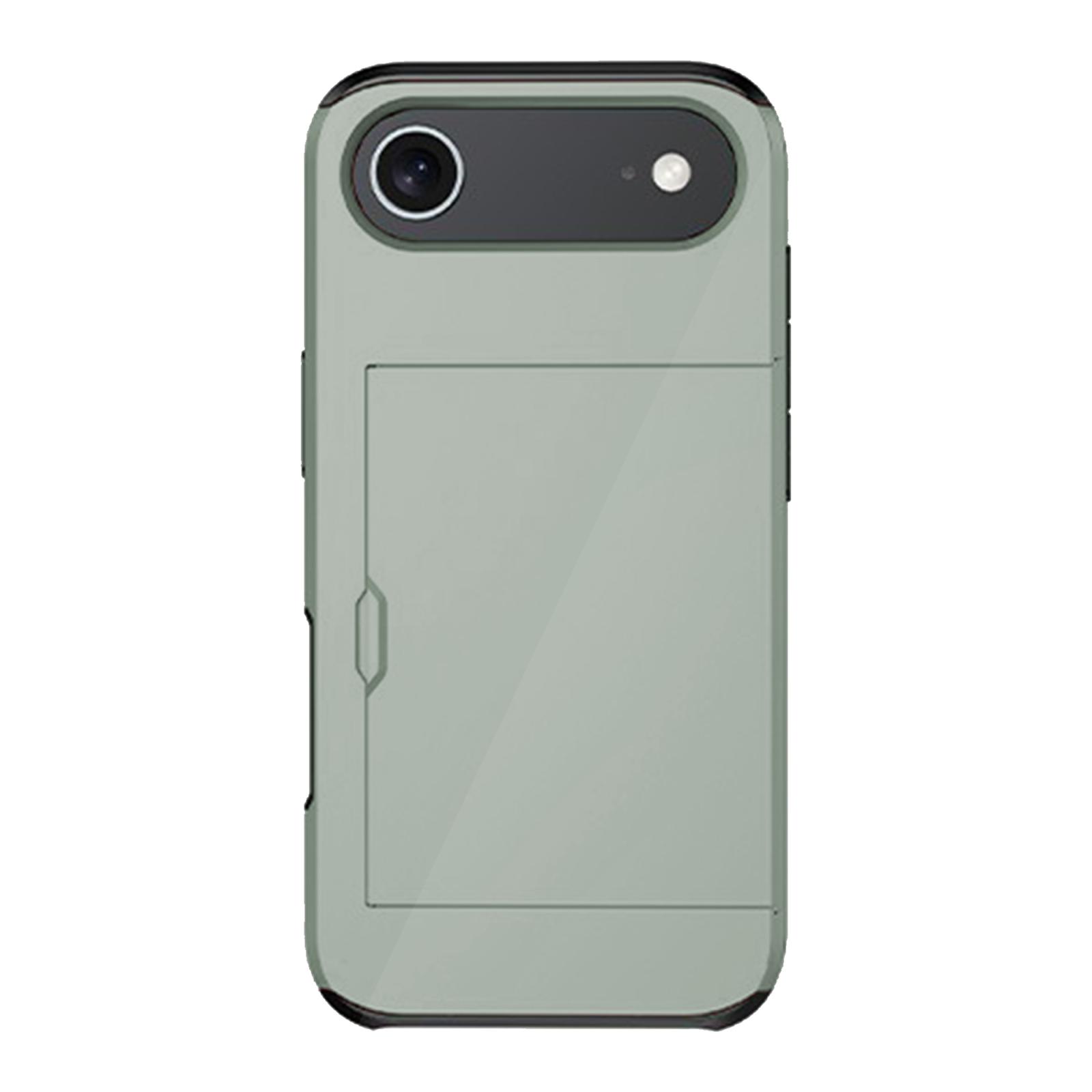 For iPhone Air Kalebol 2 in 1 Shockproof Sliding Card Slot Phone Case(Army Green) - Shopkiz.com
