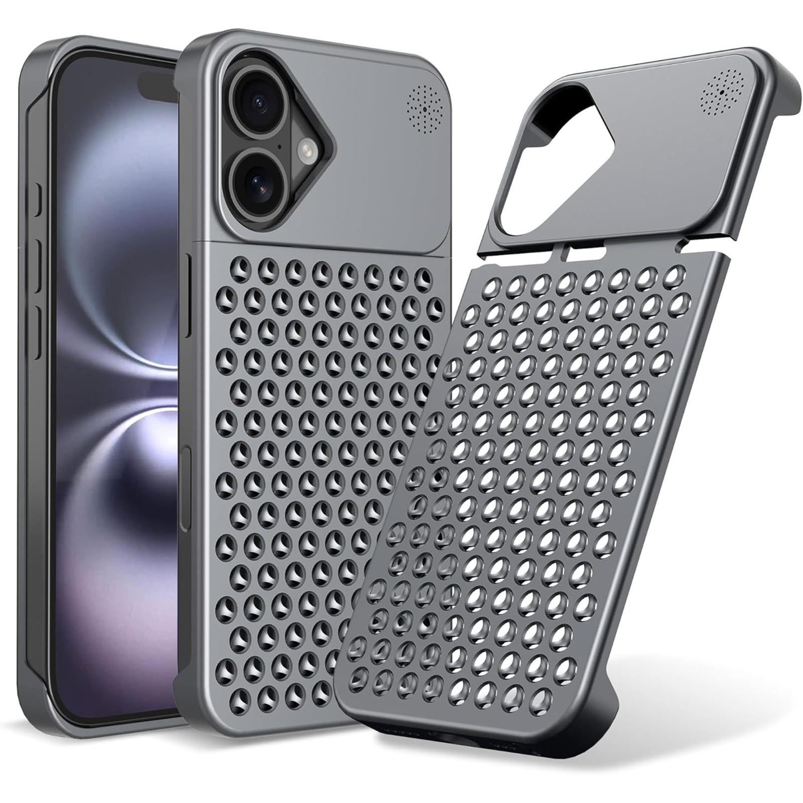 For iPhone 16 Plus Kalebol Aromatherapy Aluminum Alloy Cooling Phone Case(Gray) - Shopkiz.com