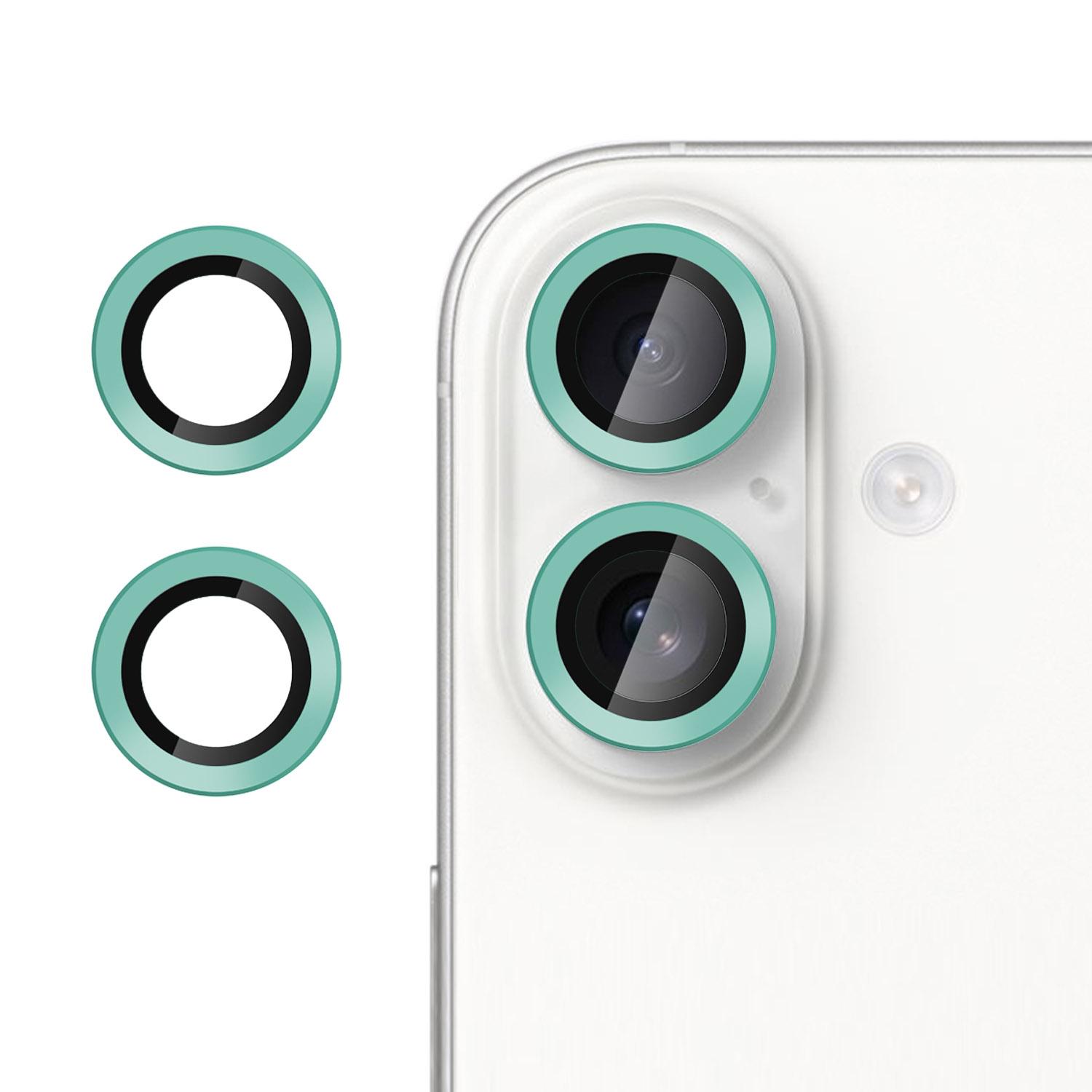 For iPhone 16 Plus Kalebol No Flicker Ultra-Thin Individual Camera Lens Tempered Glass Film(Sky Blue) - Shopkiz.com