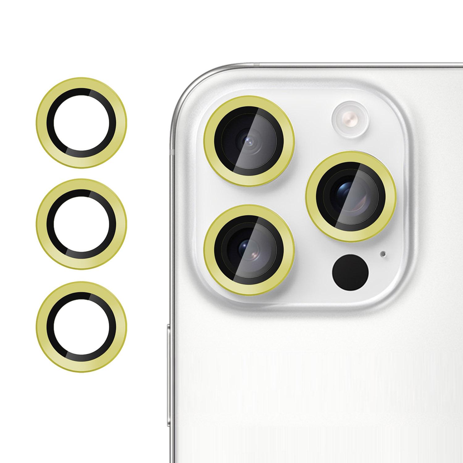 For iPhone 16 Pro Kalebol No Flicker Ultra-Thin Individual Camera Lens Tempered Glass Film(Gold) - Shopkiz.com