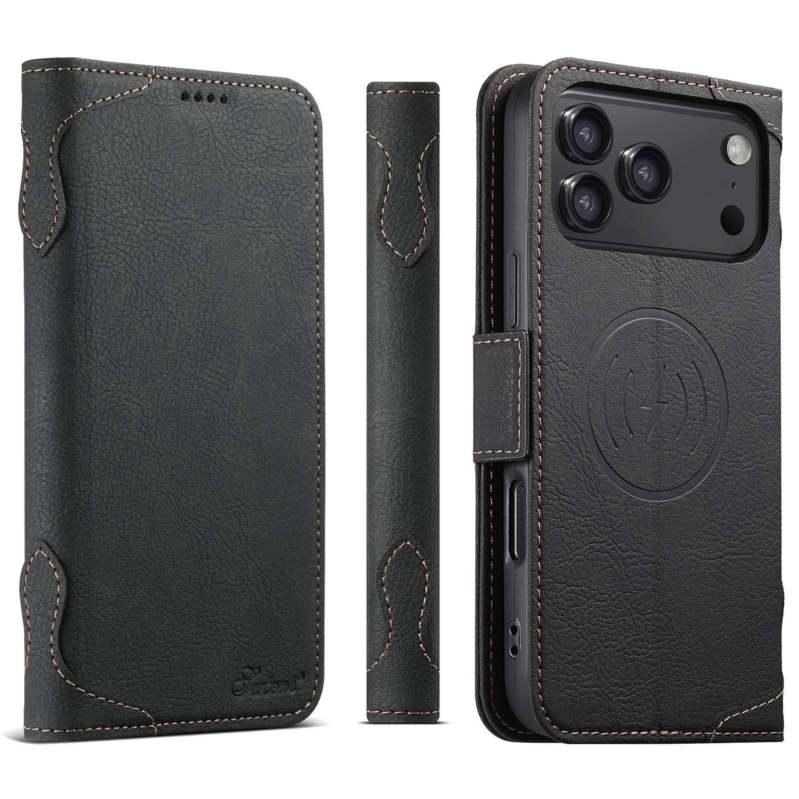 For iPhone 18 Pro Max SUTENI J07 Multifunctional Horizontal Flip Magsafe Leather Phone Case(Black) - Shopkiz.com