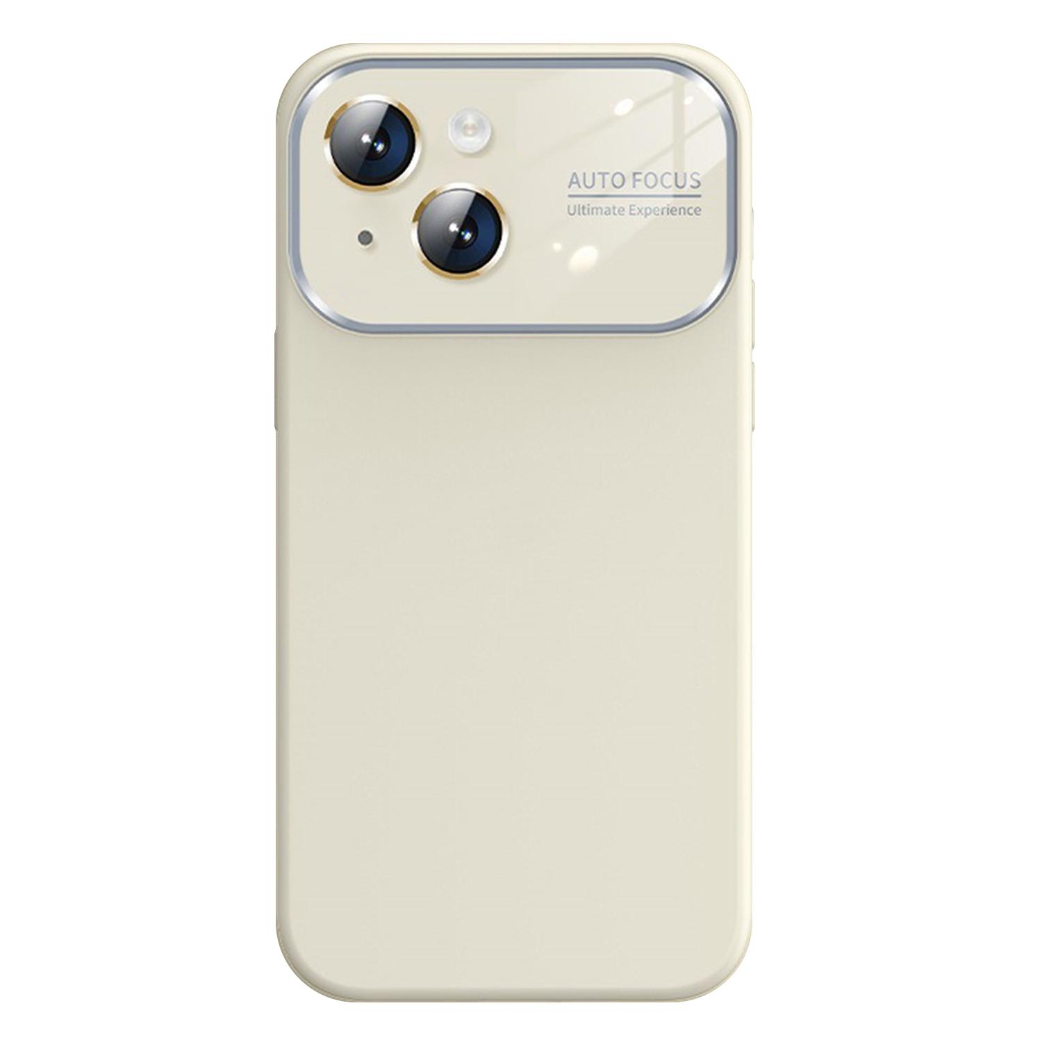 For iPhone 15 Kalebol Large Windows Frosted Liquid Silicone Phone Case(Antique White) - Shopkiz.com