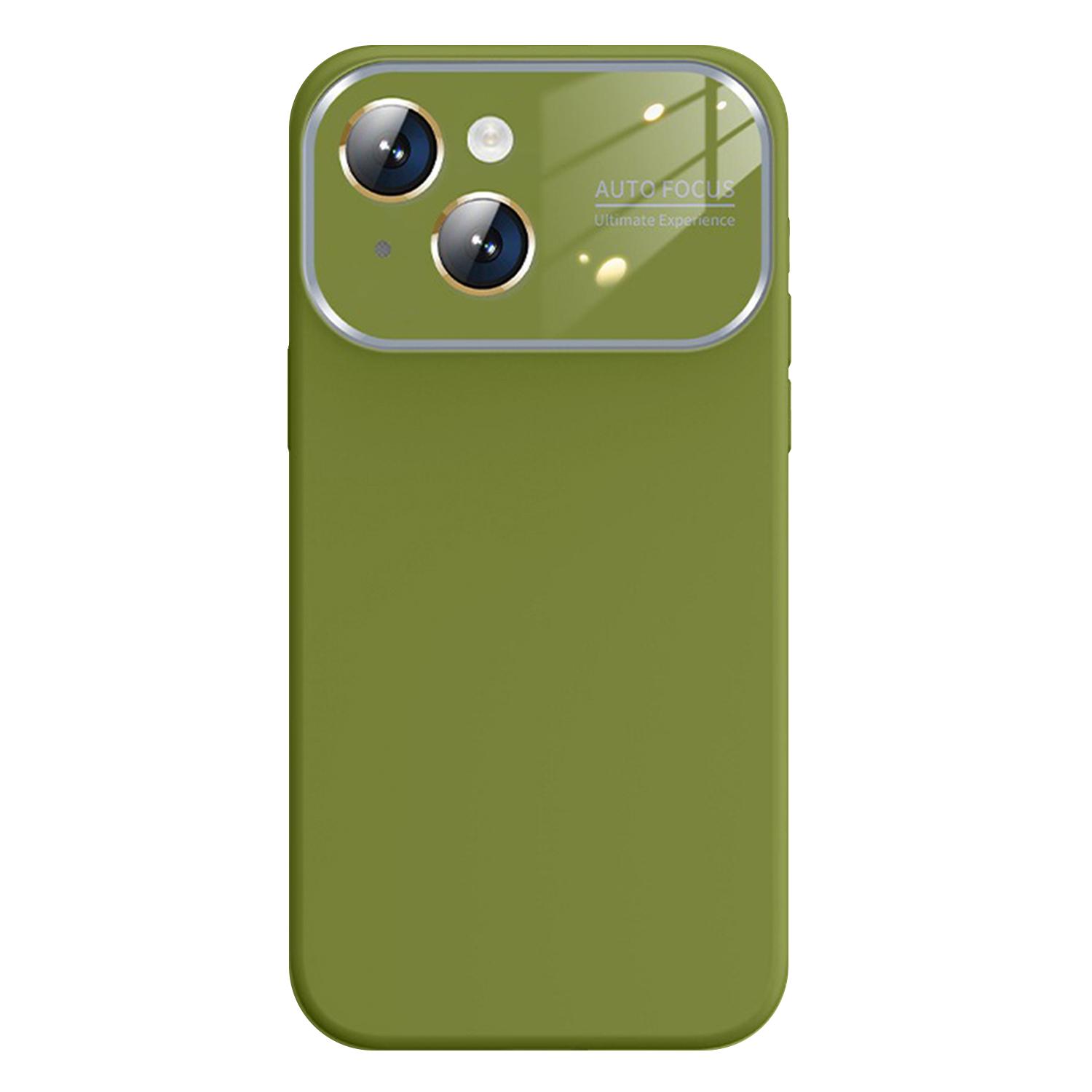 For iPhone 15 Kalebol Large Windows Frosted Liquid Silicone Phone Case(Willow Green) - Shopkiz.com