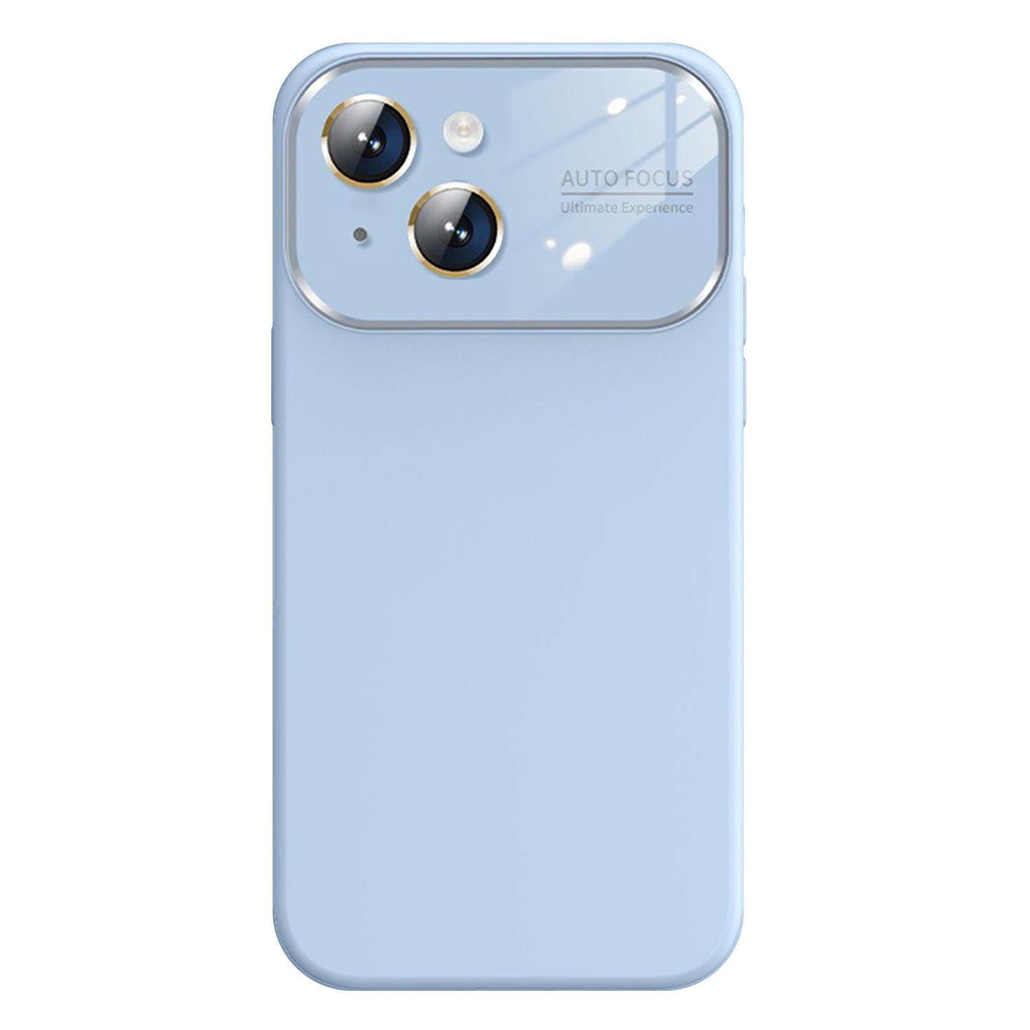 For iPhone 15 Kalebol Large Windows Frosted Liquid Silicone Phone Case(Far Peak Blue) - Shopkiz.com
