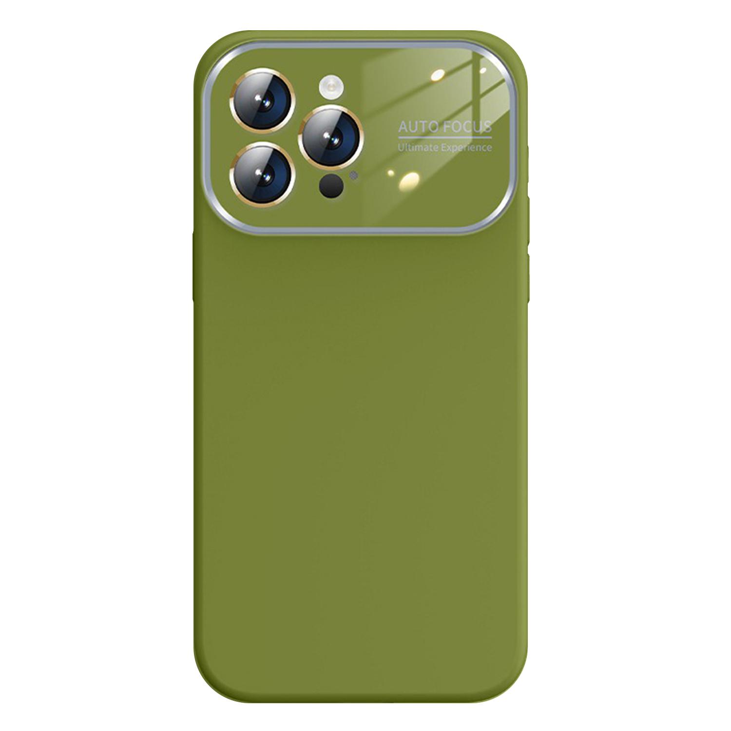 For iPhone 14 Pro Kalebol Large Windows Frosted Liquid Silicone Phone Case(Willow Green) - Shopkiz.com