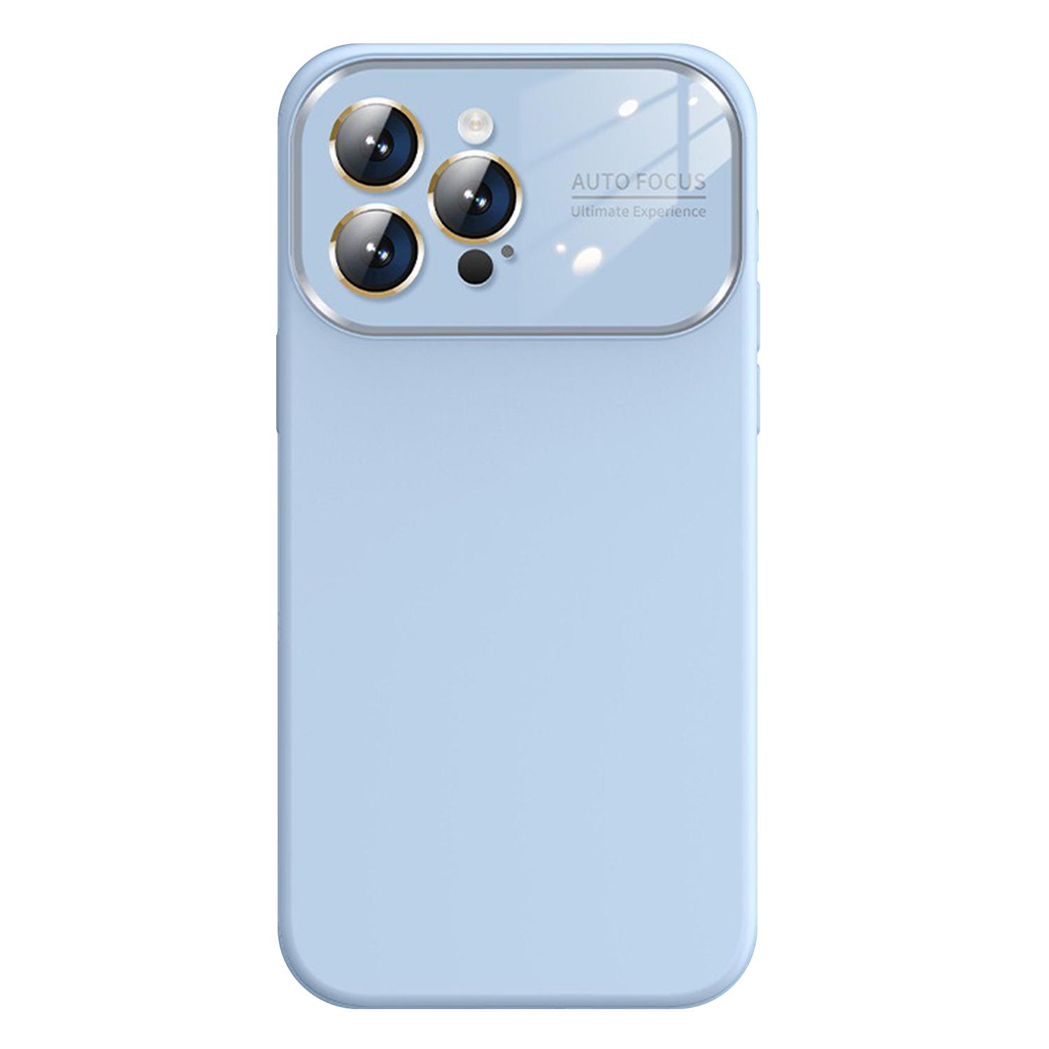 For iPhone 14 Pro Kalebol Large Windows Frosted Liquid Silicone Phone Case(Far Peak Blue) - Shopkiz.com