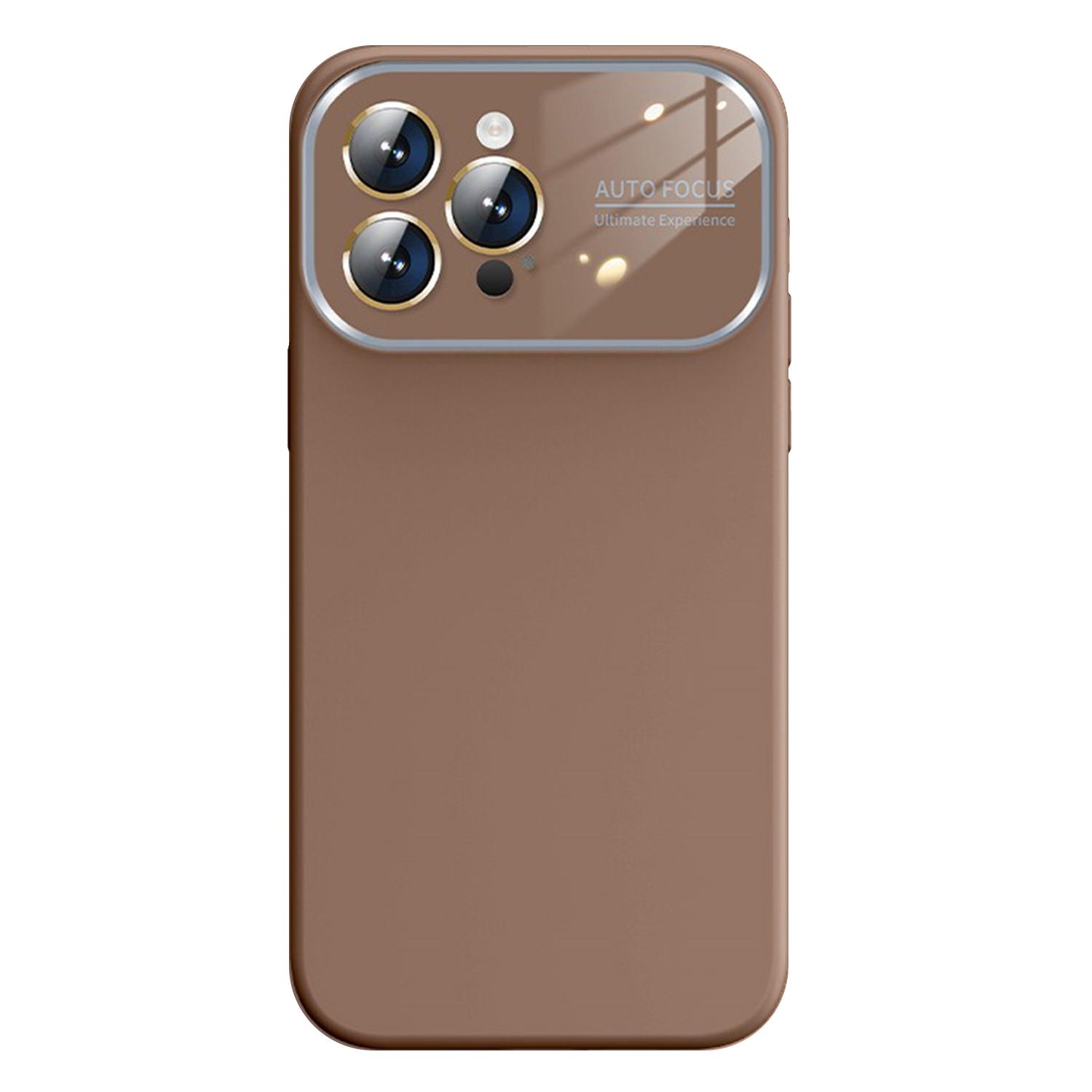 For iPhone 13 Pro Kalebol Large Windows Frosted Liquid Silicone Phone Case(Coffee) - Shopkiz.com