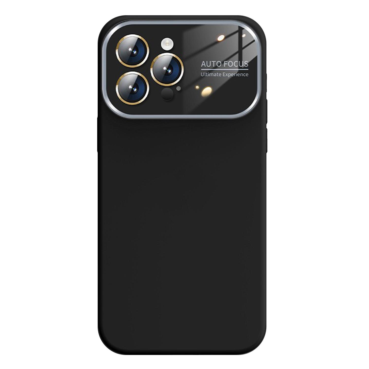 For iPhone 15 Pro Max Kalebol Large Windows Frosted Liquid Silicone Phone Case(Black) - Shopkiz.com