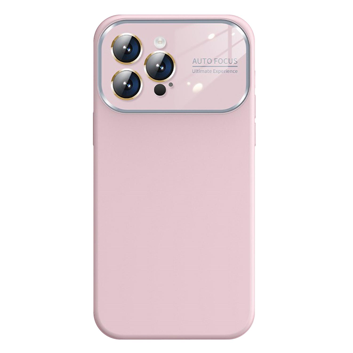 For iPhone 15 Pro Max Kalebol Large Windows Frosted Liquid Silicone Phone Case(Grayish Pink) - Shopkiz.com