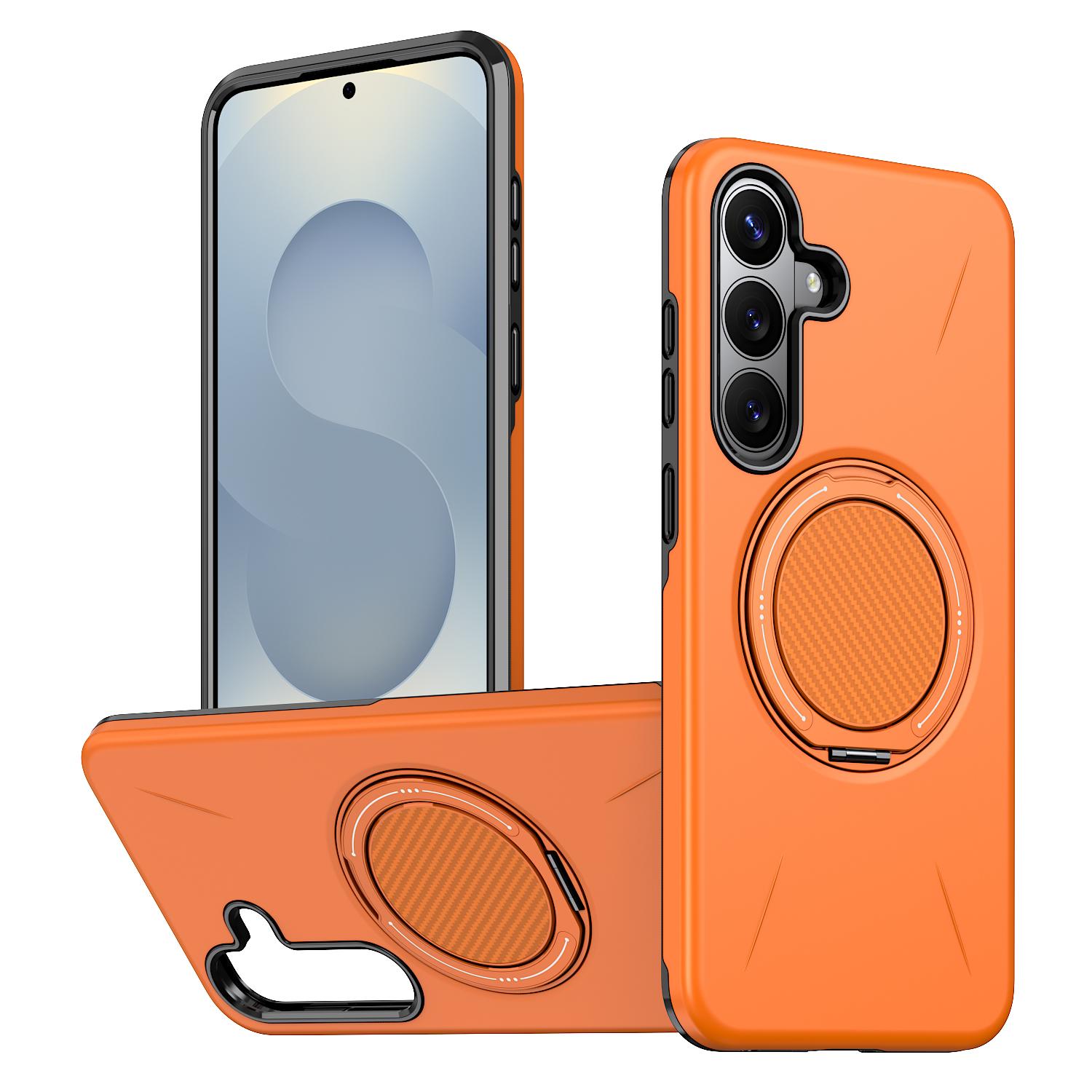 For Galaxy S26 FE 5G Kalebol Magnetic MagSafe Rotation Holder PC Phone Case(Orange) - Shopkiz.com
