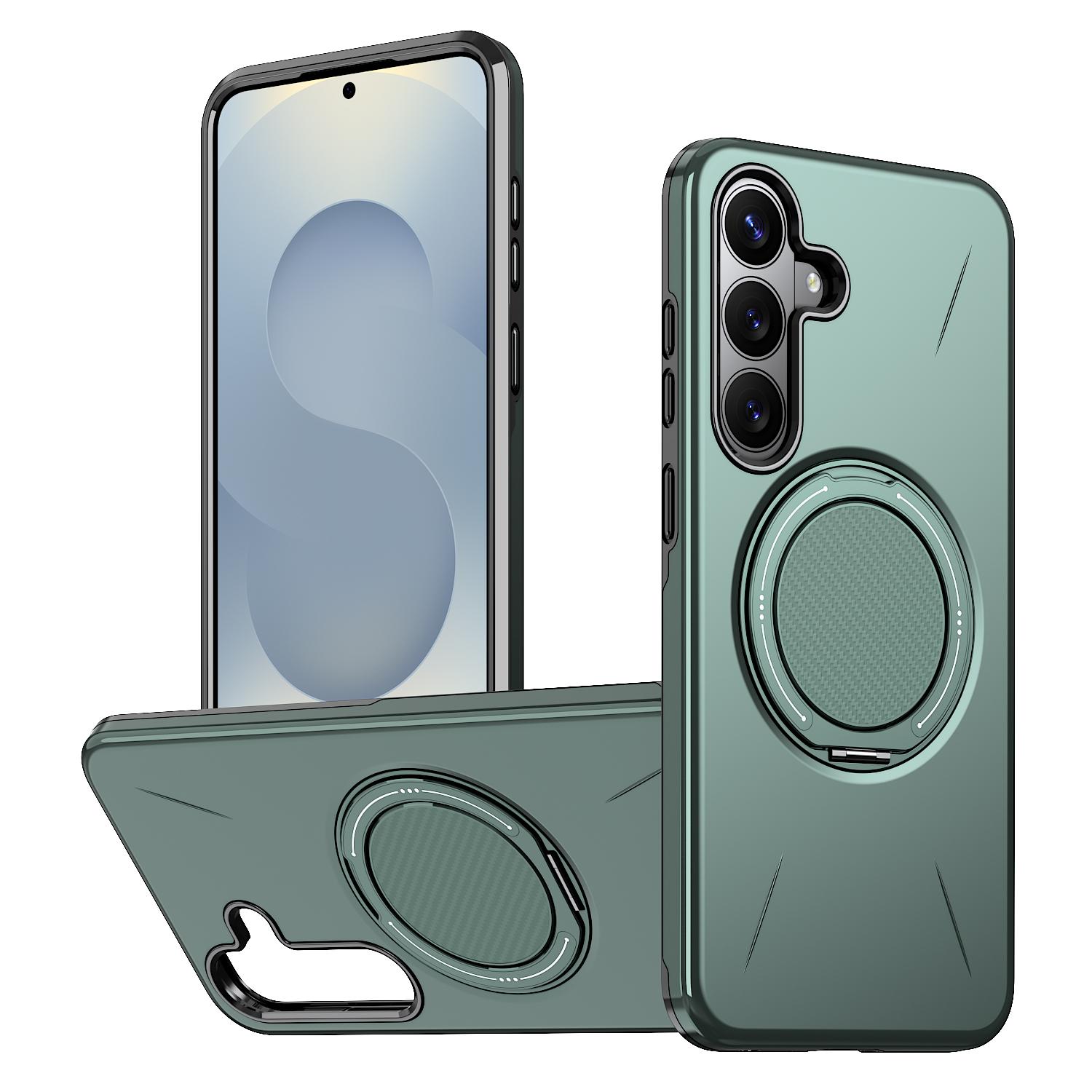 For Galaxy S26 FE 5G Kalebol Magnetic MagSafe Rotation Holder PC Phone Case(Grey Green) - Shopkiz.com