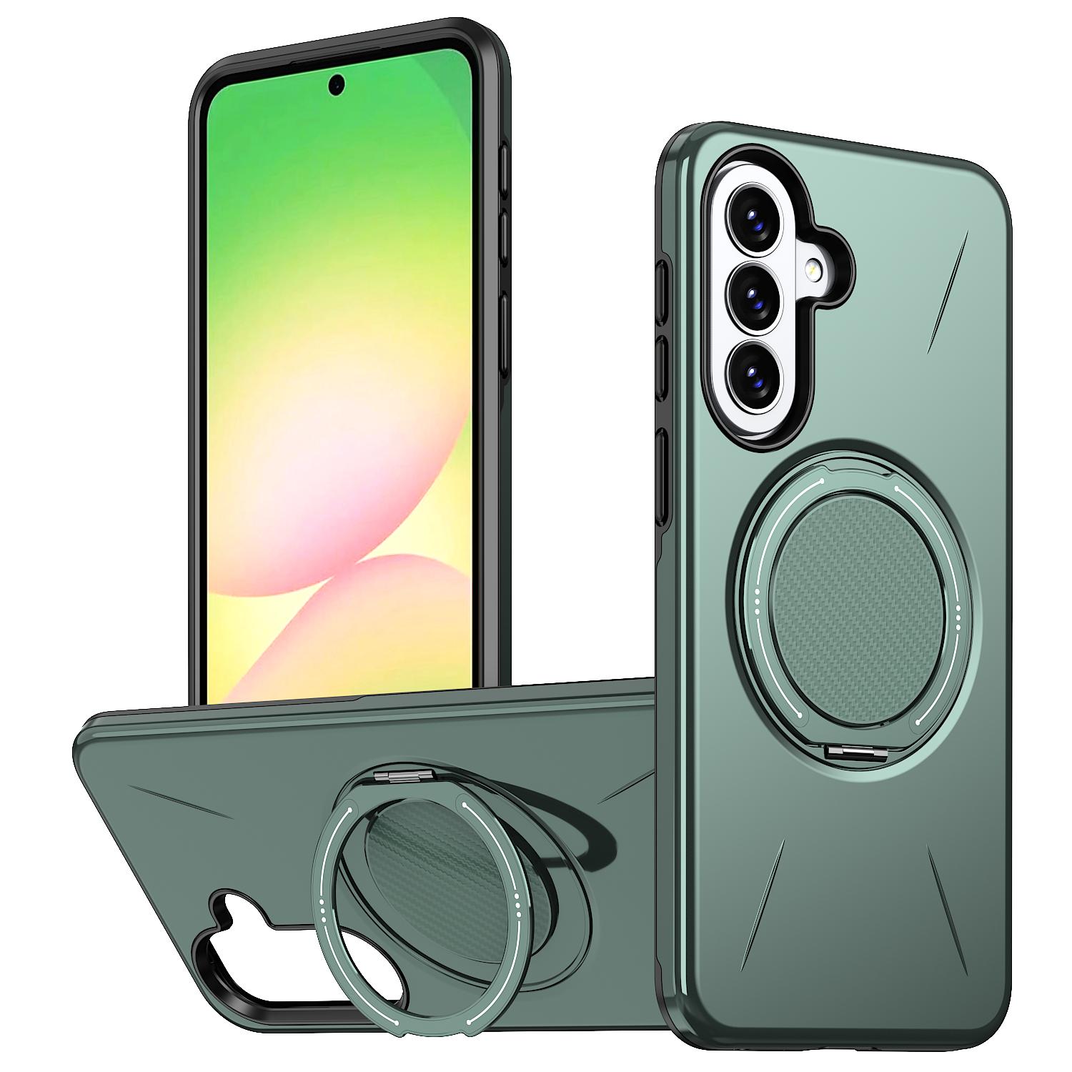 For Galaxy A27 5G Kalebol Magnetic MagSafe Rotation Holder PC Phone Case(Grey Green) - Shopkiz.com
