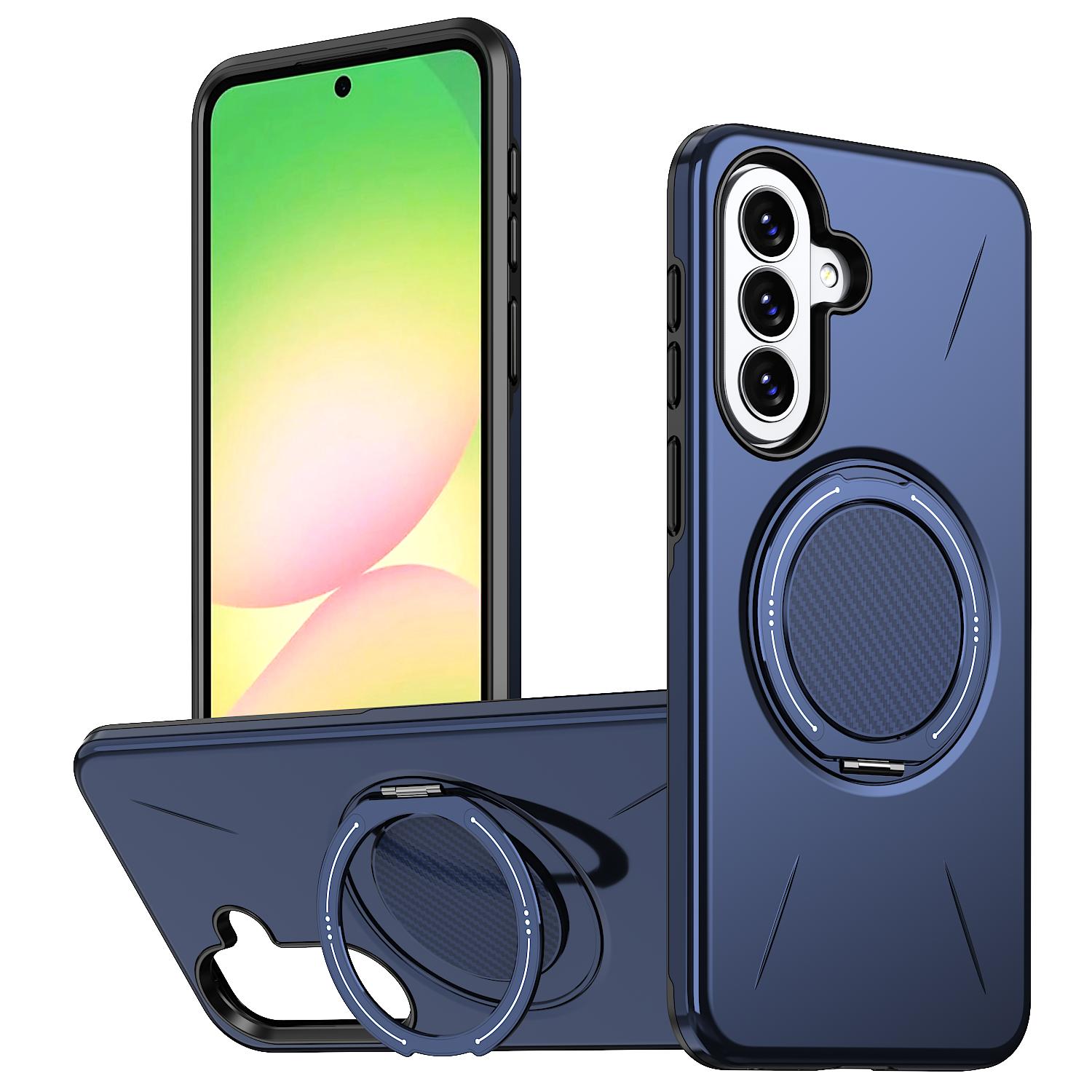 For Galaxy A27 5G Kalebol Magnetic MagSafe Rotation Holder PC Phone Case(Blue) - Shopkiz.com