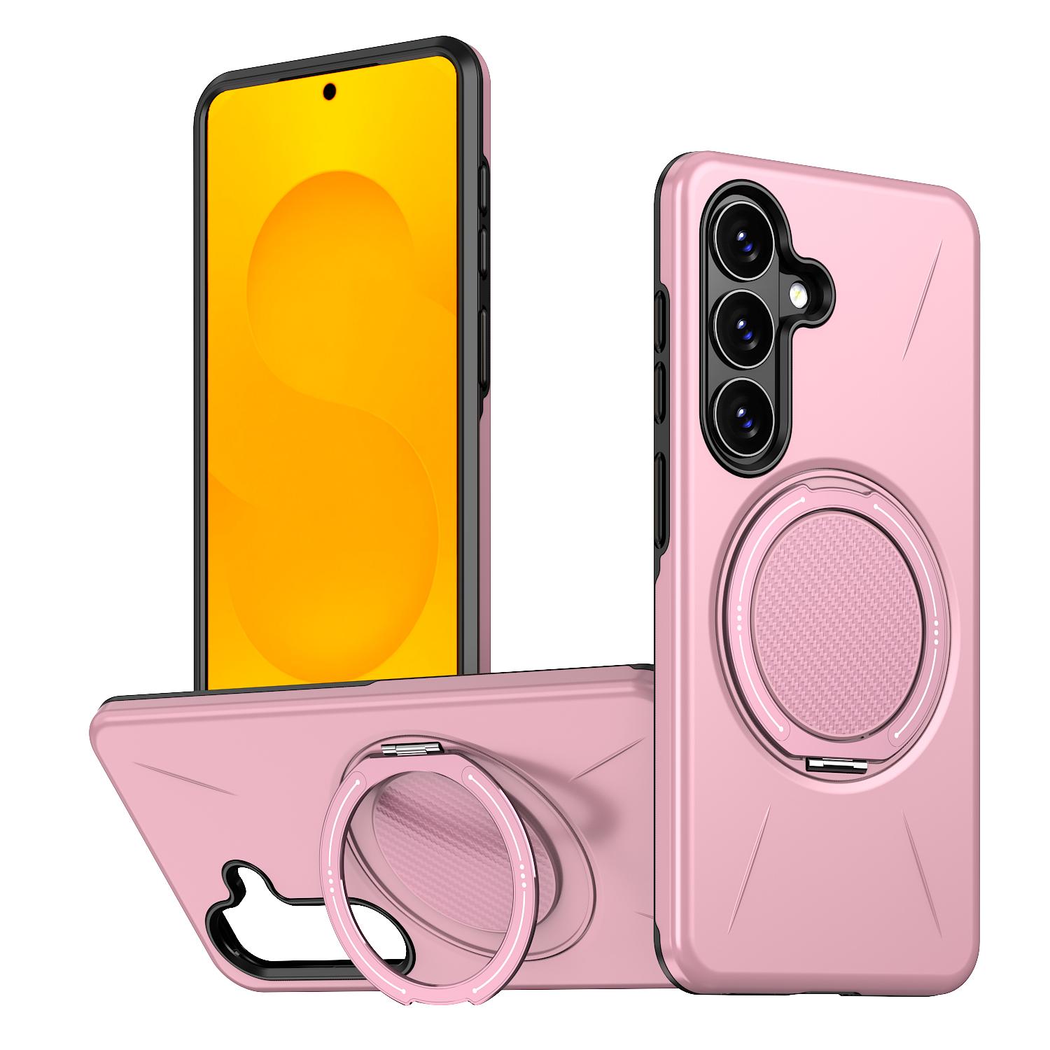 For Galaxy S26+ 5G Kalebol Magnetic MagSafe Rotation Holder PC Phone Case(Pink) - Shopkiz.com