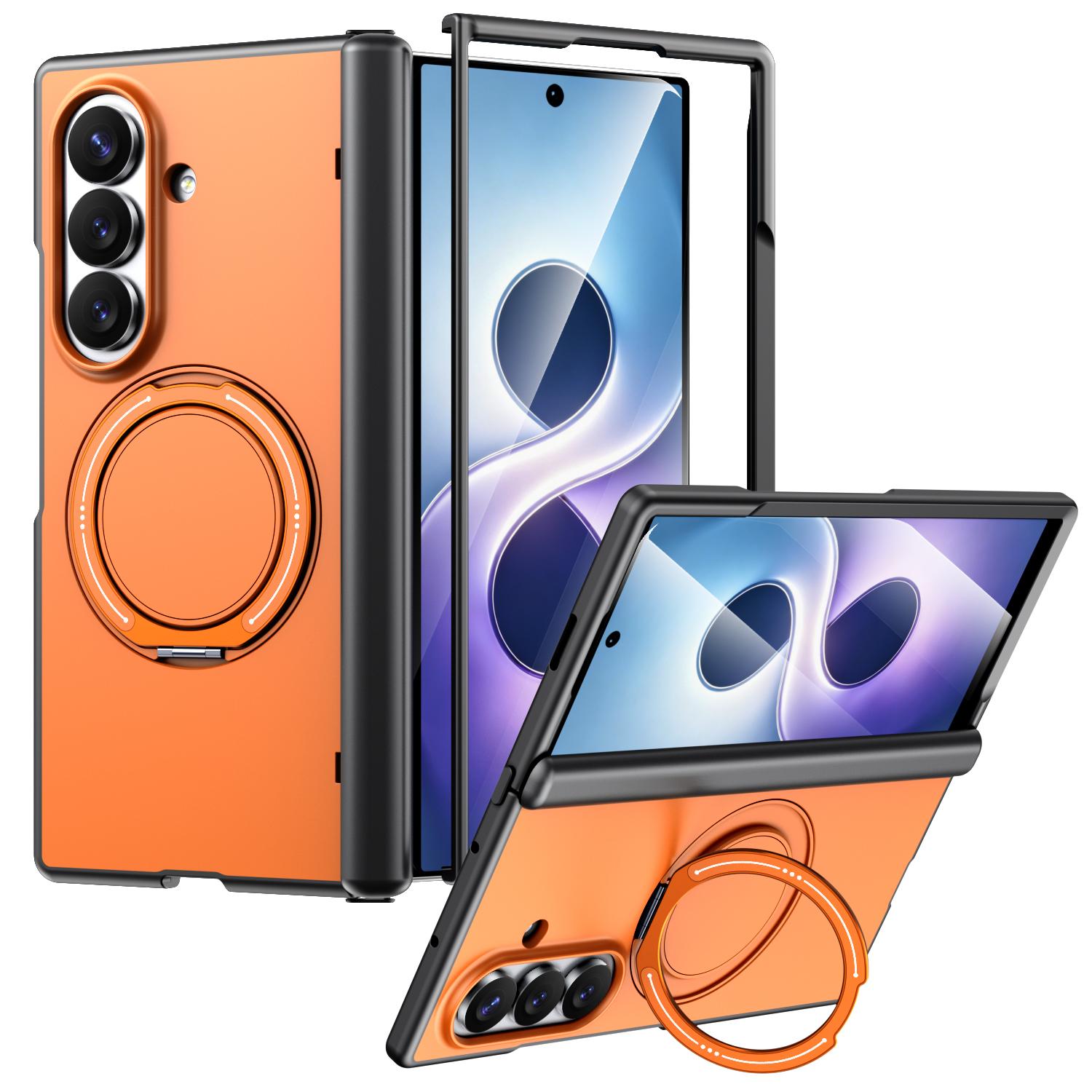 For Galaxy Z Fold8 Ultra 5G Kalebol Magnetic MagSafe Rotation Holder PC Phone Case(Orange) - Shopkiz.com
