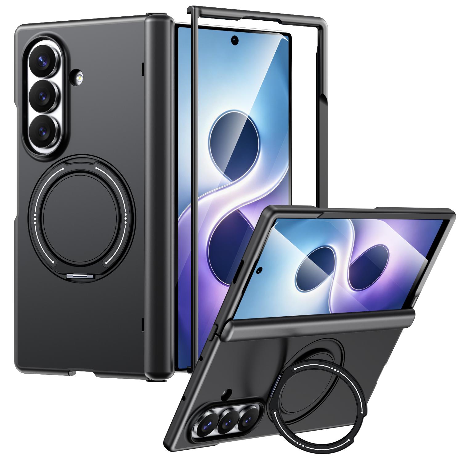 For Galaxy Z Fold7 5G Kalebol Magnetic MagSafe Rotation Holder PC Phone Case(Black) - Shopkiz.com