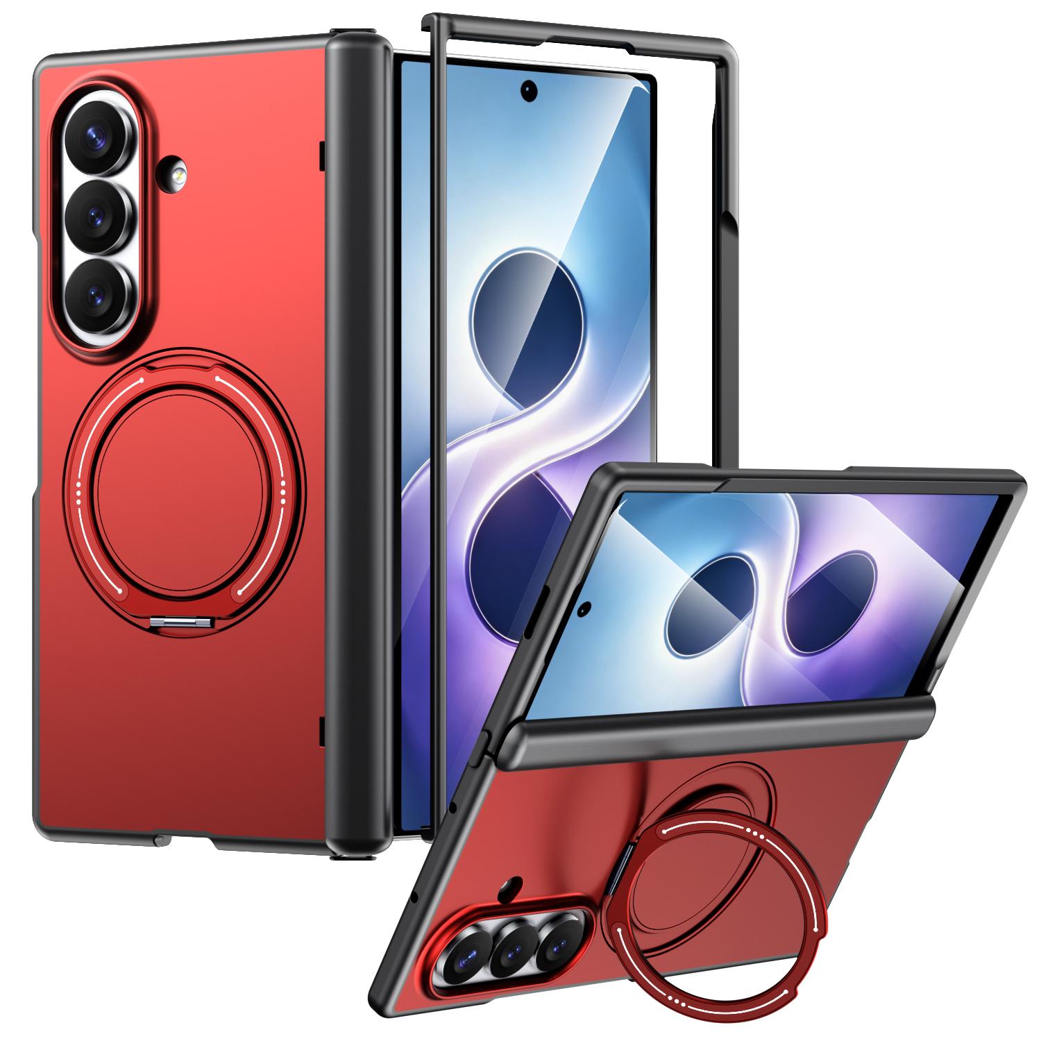 For Galaxy Z Fold7 5G Kalebol Magnetic MagSafe Rotation Holder PC Phone Case(Red) - Shopkiz.com