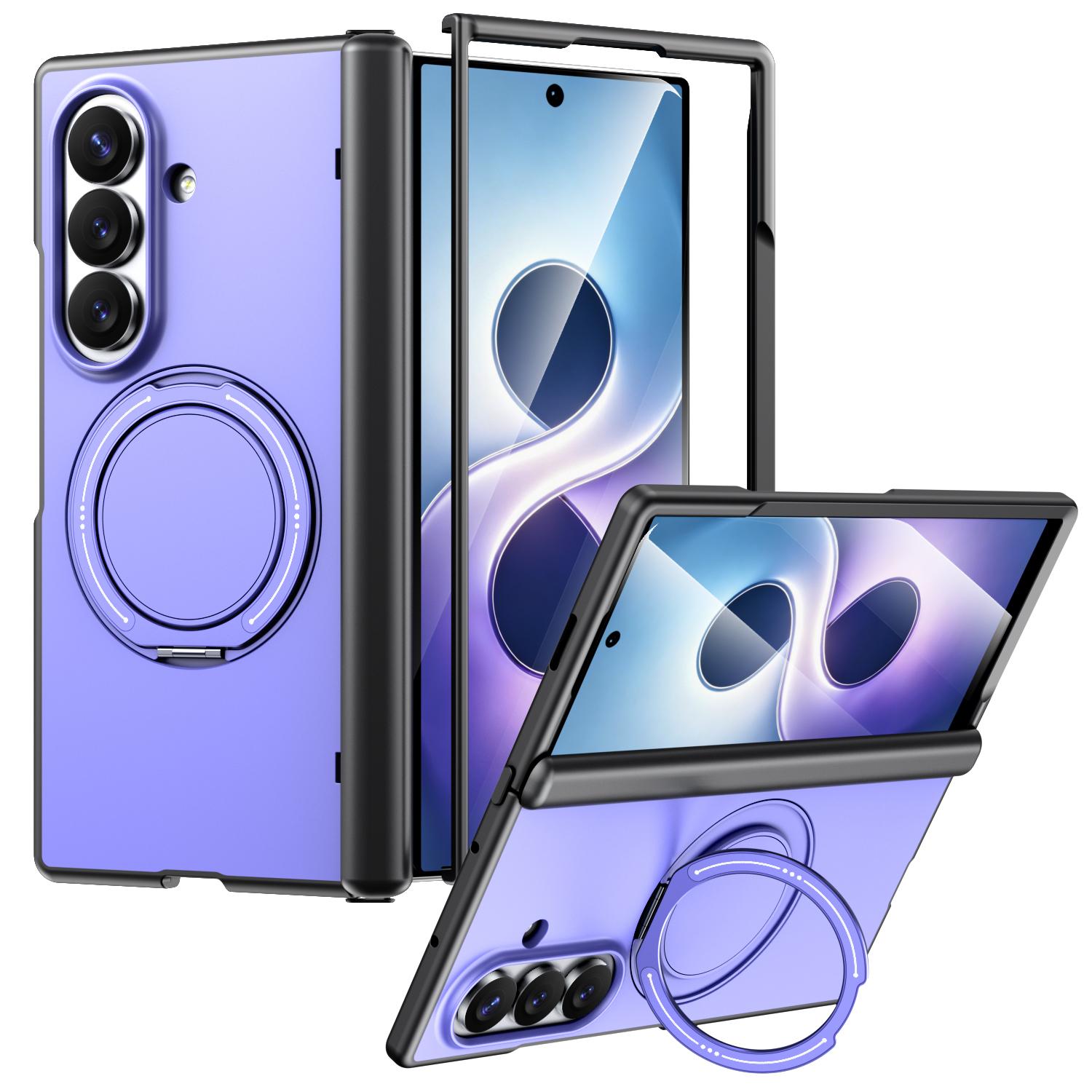 For Galaxy Z Fold7 5G Kalebol Magnetic MagSafe Rotation Holder PC Phone Case(Lilac) - Shopkiz.com
