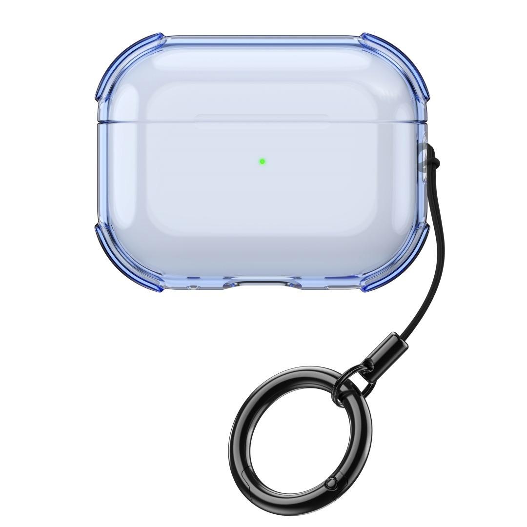 For AirPods 3 Simple Transparent Soft Shell TPU Earphone Protective Cover with Ring Rope(Transparent Blue) - Shopkiz.com