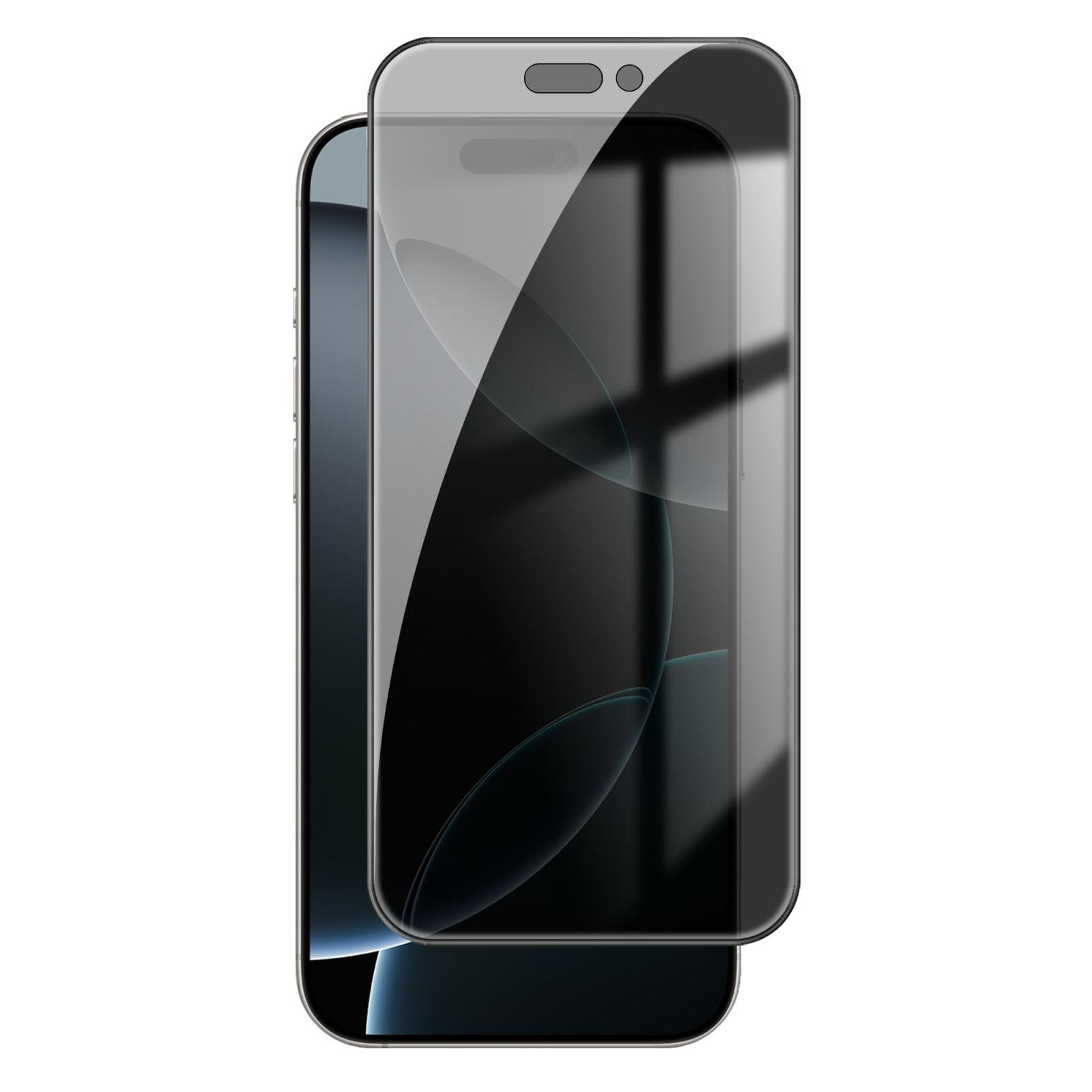For iPhone 16 Pro Max Kalebol High-Aluminum Screen-Printed Full-Coverage Black-Border Privacy Tempered Glass Film - Shopkiz.com