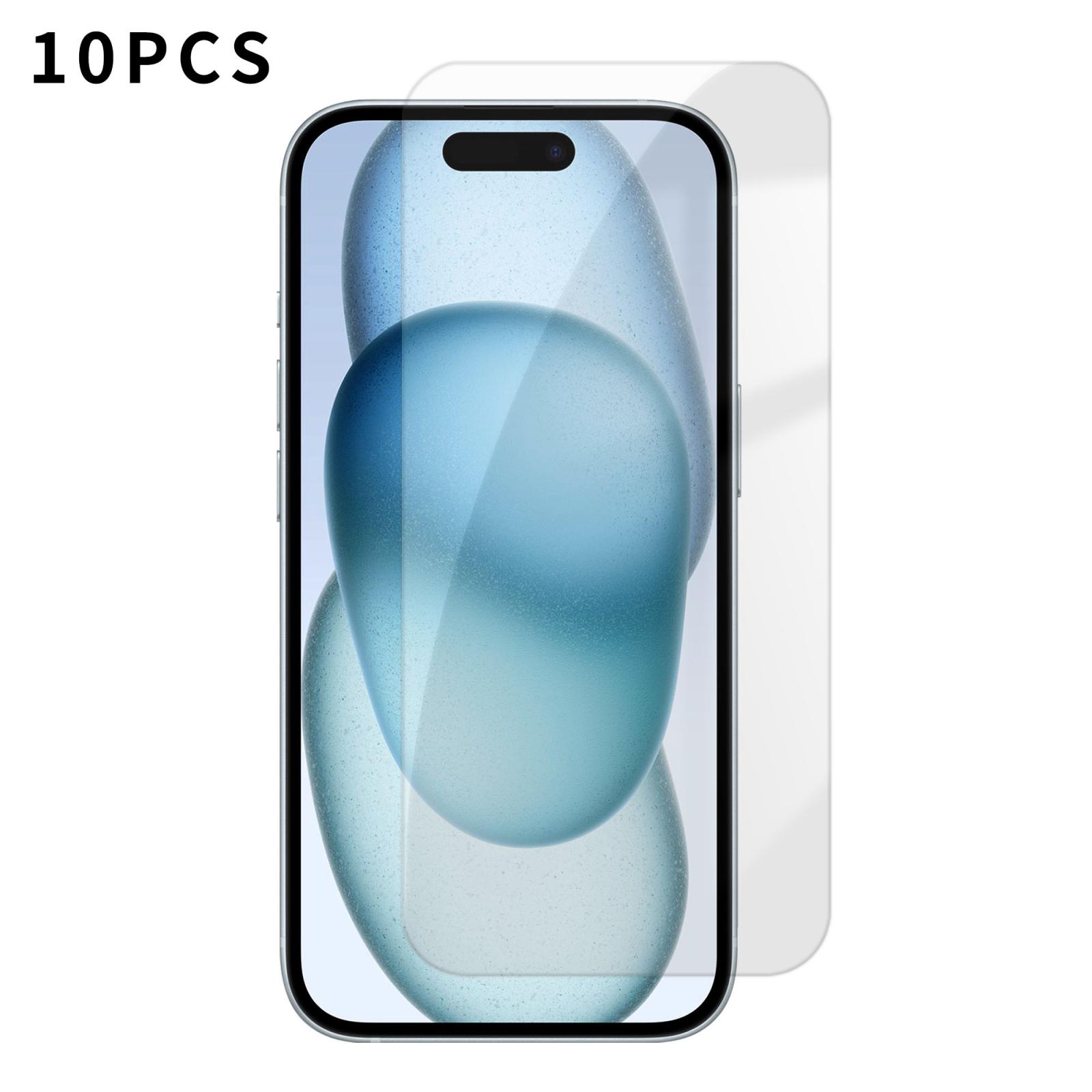 For iPhone 15 Kalebol 10pcs High-Aluminum Semi-Screen Anti-Fingerprint HD Tempered Glass Film - Shopkiz.com