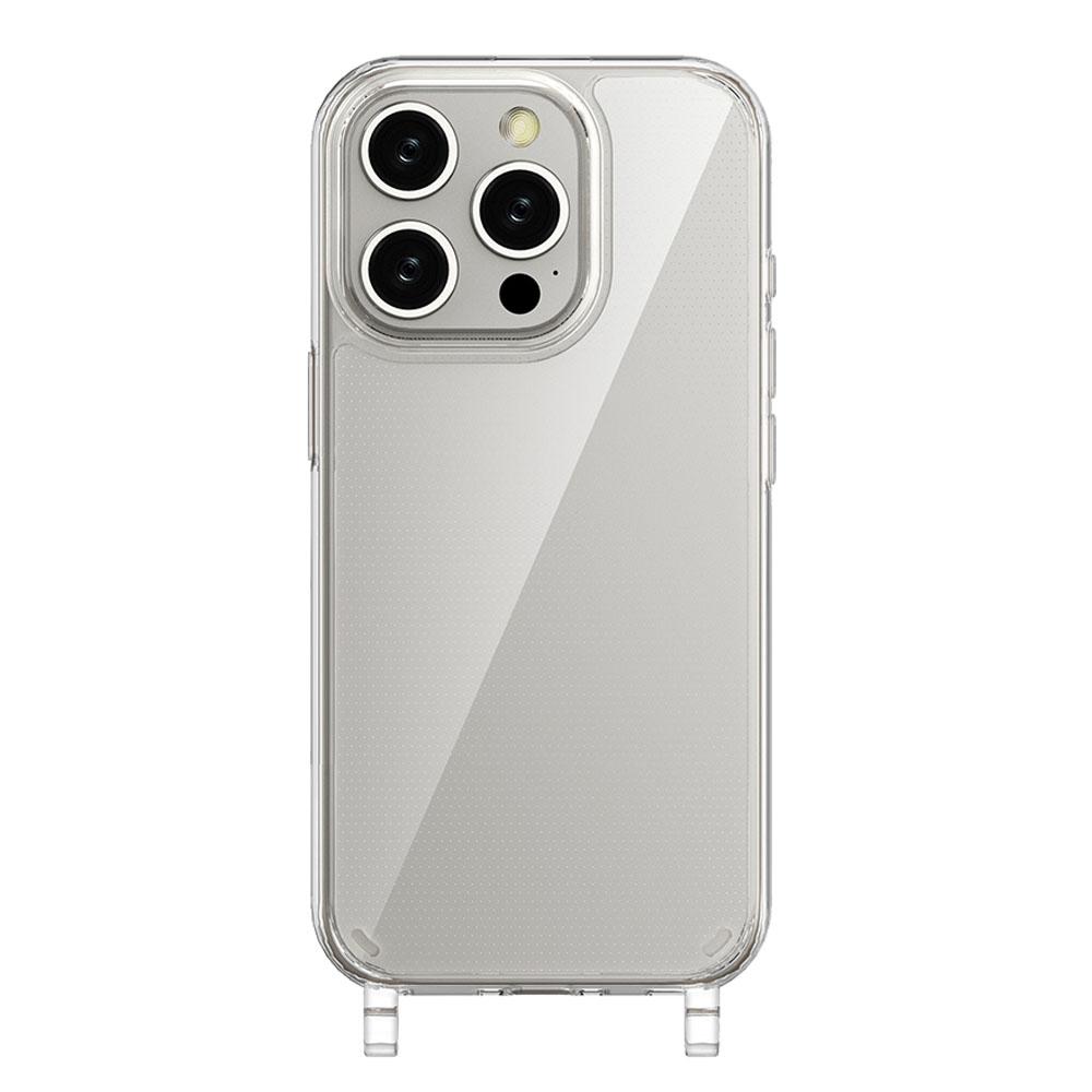 For iPhone 15 Pro Kalebol Minimalist Transparent Lanyard Integrated Phone Case(Transparent) - Shopkiz.com