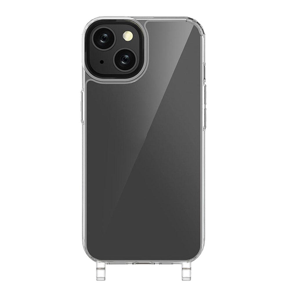For iPhone 14 Plus Kalebol Minimalist Transparent Lanyard Integrated Phone Case(Transparent) - Shopkiz.com