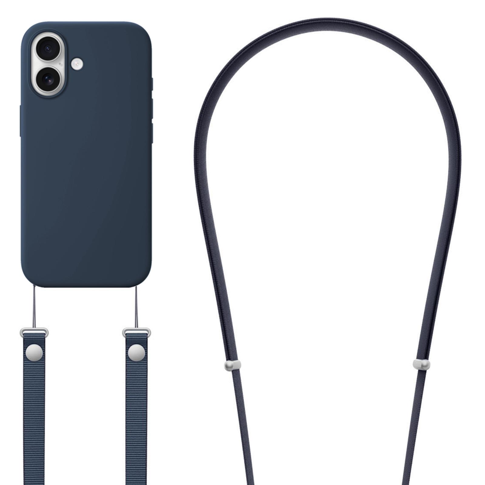 For iPhone 17 Crossbody Imitation Nylon Magnetic Liquid Pop-Up Animation Liquid Silicone Phone Case(Midnight) - Shopkiz.com