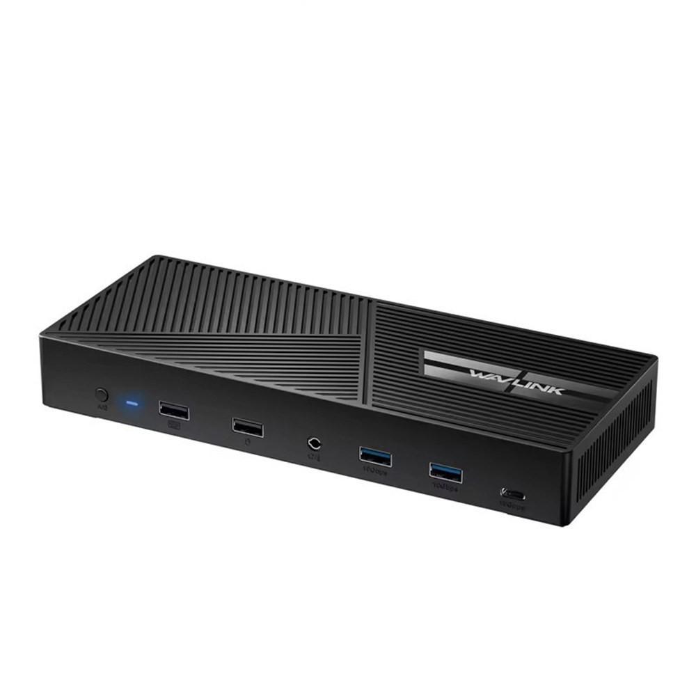 WAVLINK UG69PD27 USB-C KVM Exchanger Hub Adapter DisplayLink 4K Monitor Docking Station, Plug:US Plug - Shopkiz.com