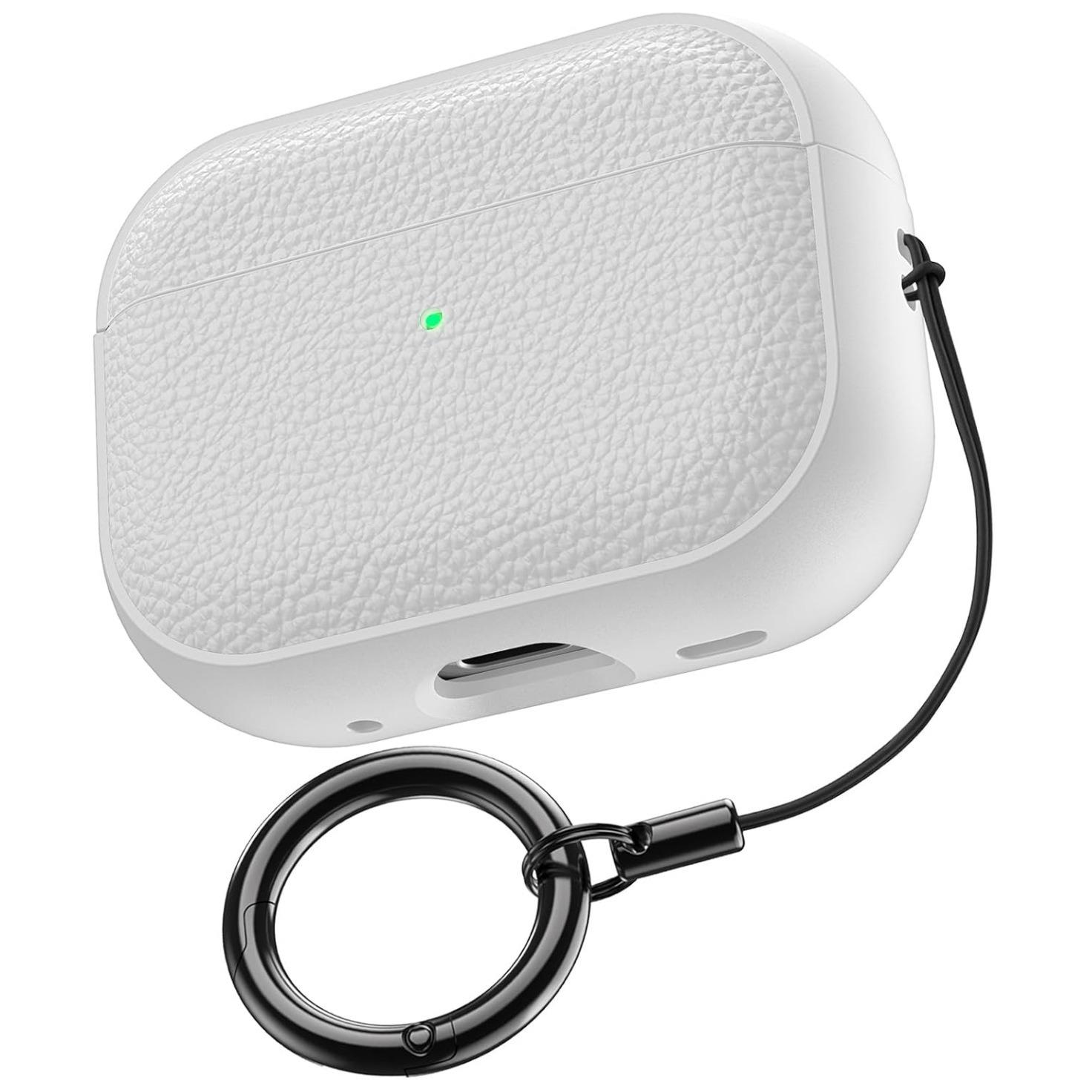 For AirPods Pro 3 Lychee Texture TPU Earphone Cover with Buckle(White) - Shopkiz.com
