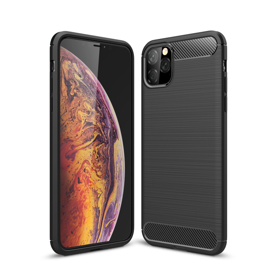 For iPhone 11 Pro Max Brushed Texture Carbon Fiber TPU Case for iPhone 11 Pro Max(Black) - Shopkiz.com