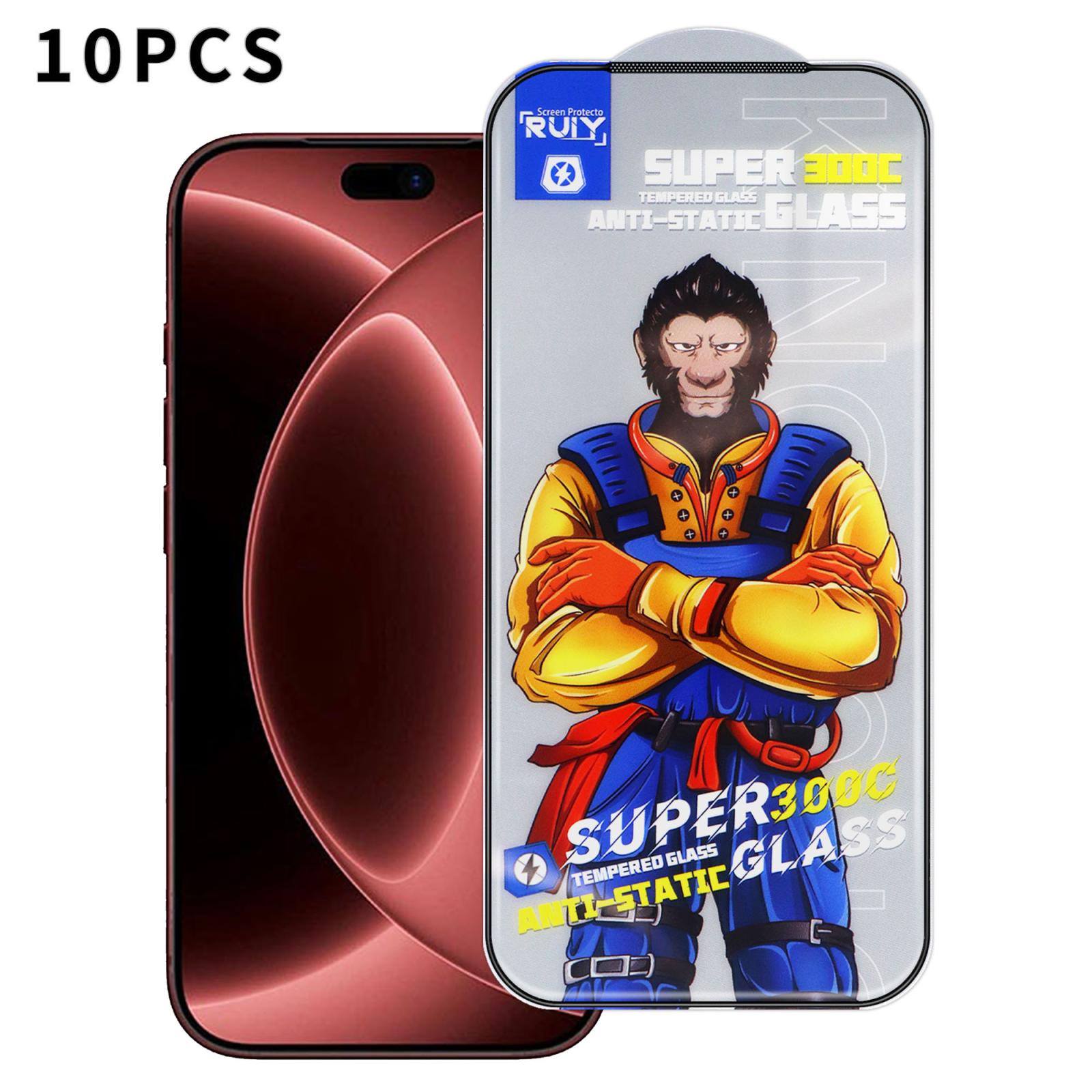 For iPhone 18 Pro 10pcs Armor 300C Ultra-Curved Anti-Static Anti-Dust Silk-Screened HD Tempered Glass Film - Shopkiz.com