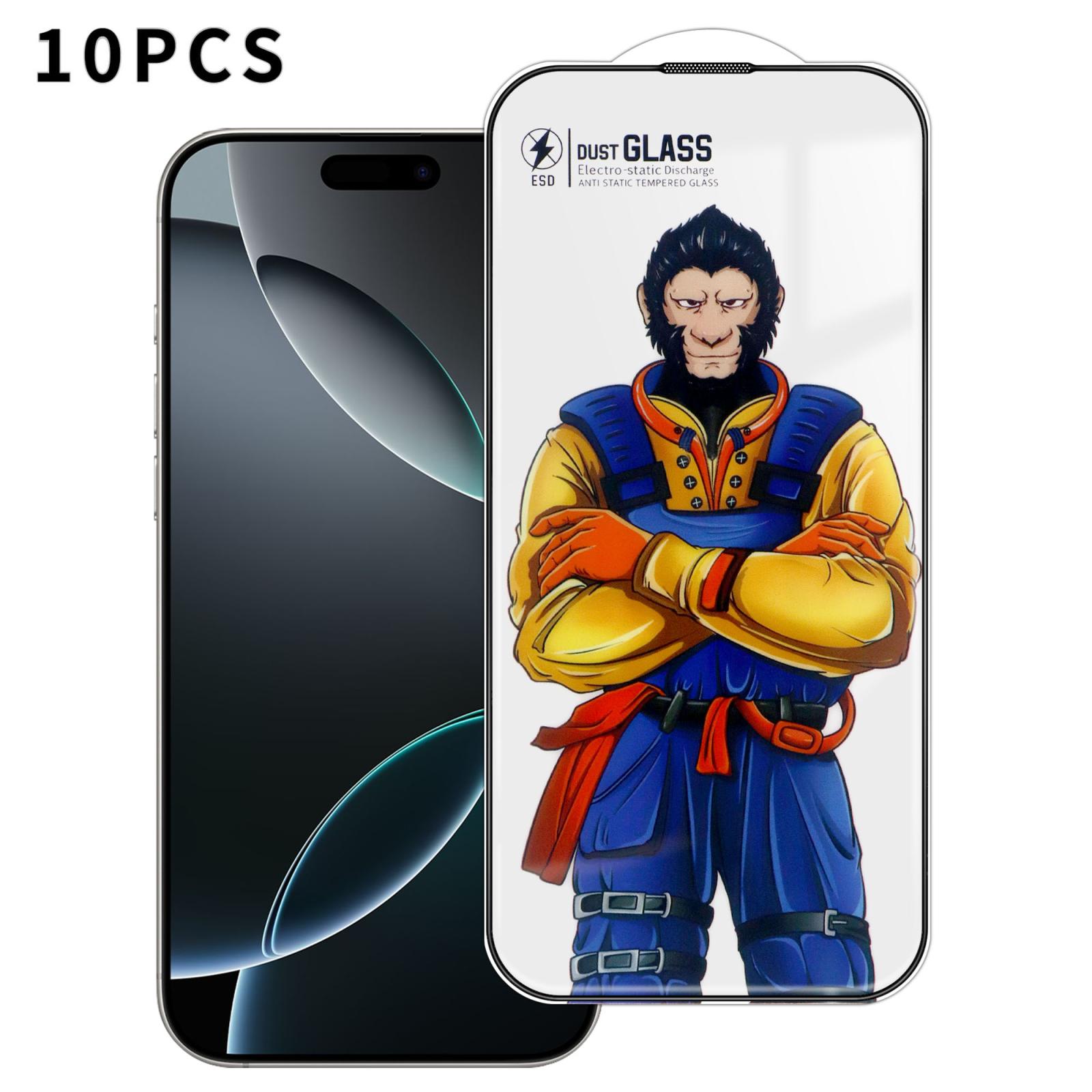 For iPhone 16 Pro 10pcs Armor Super-Strong 3D Curved 120C Anti-Static High-Aluminum Screen-Printed HD Tempered Glass Film - Shopkiz.com